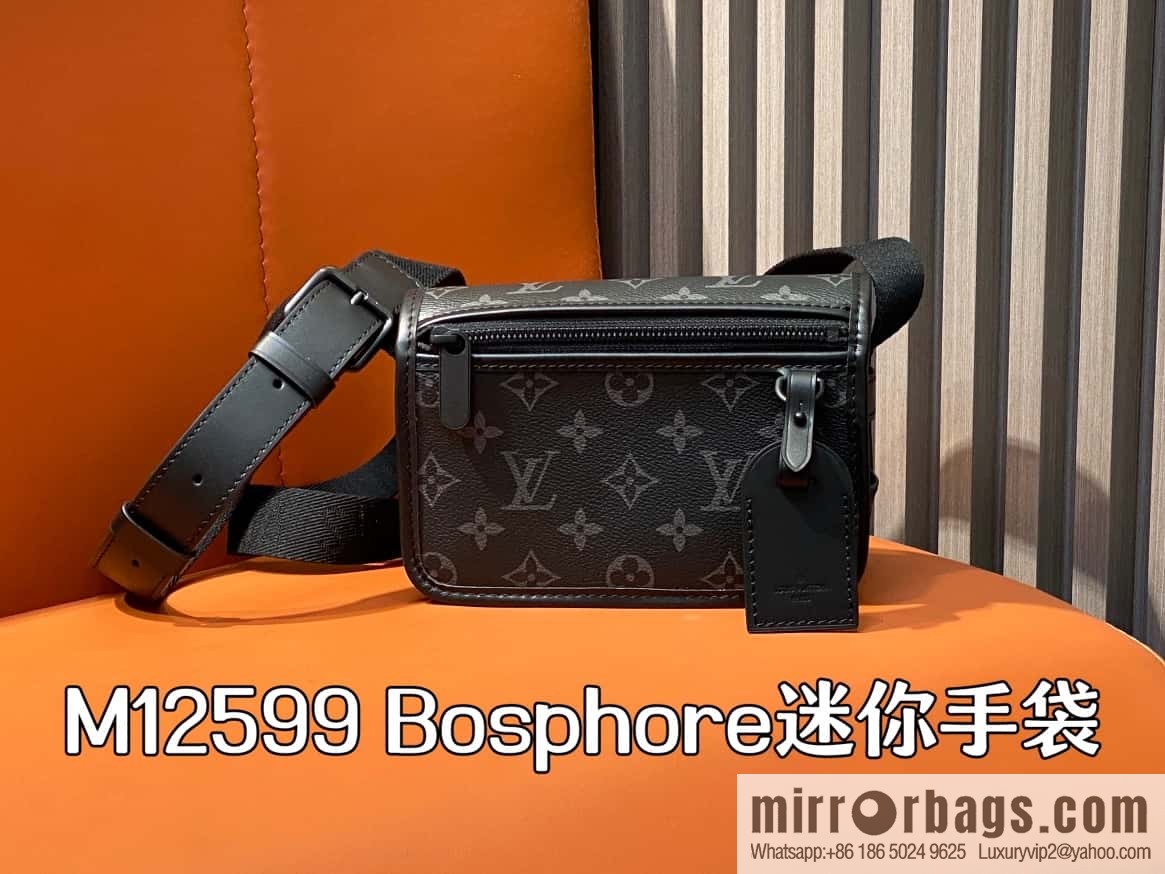 [Boutique‑grade] M12599 black flower, men's bag messenger bag series Bosphore mini handbag