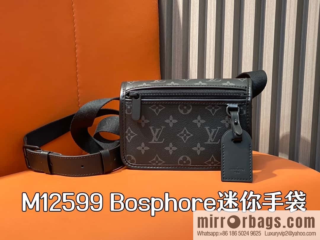 [Boutique‑grade] M12599 black flower, men's bag messenger bag series Bosphore mini handbag