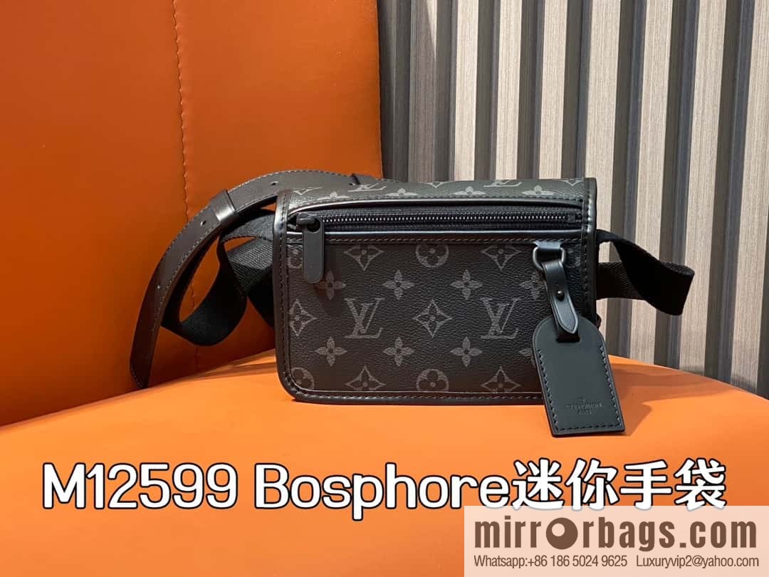 [Boutique‑grade] M12599 black flower, men's bag messenger bag series Bosphore mini handbag