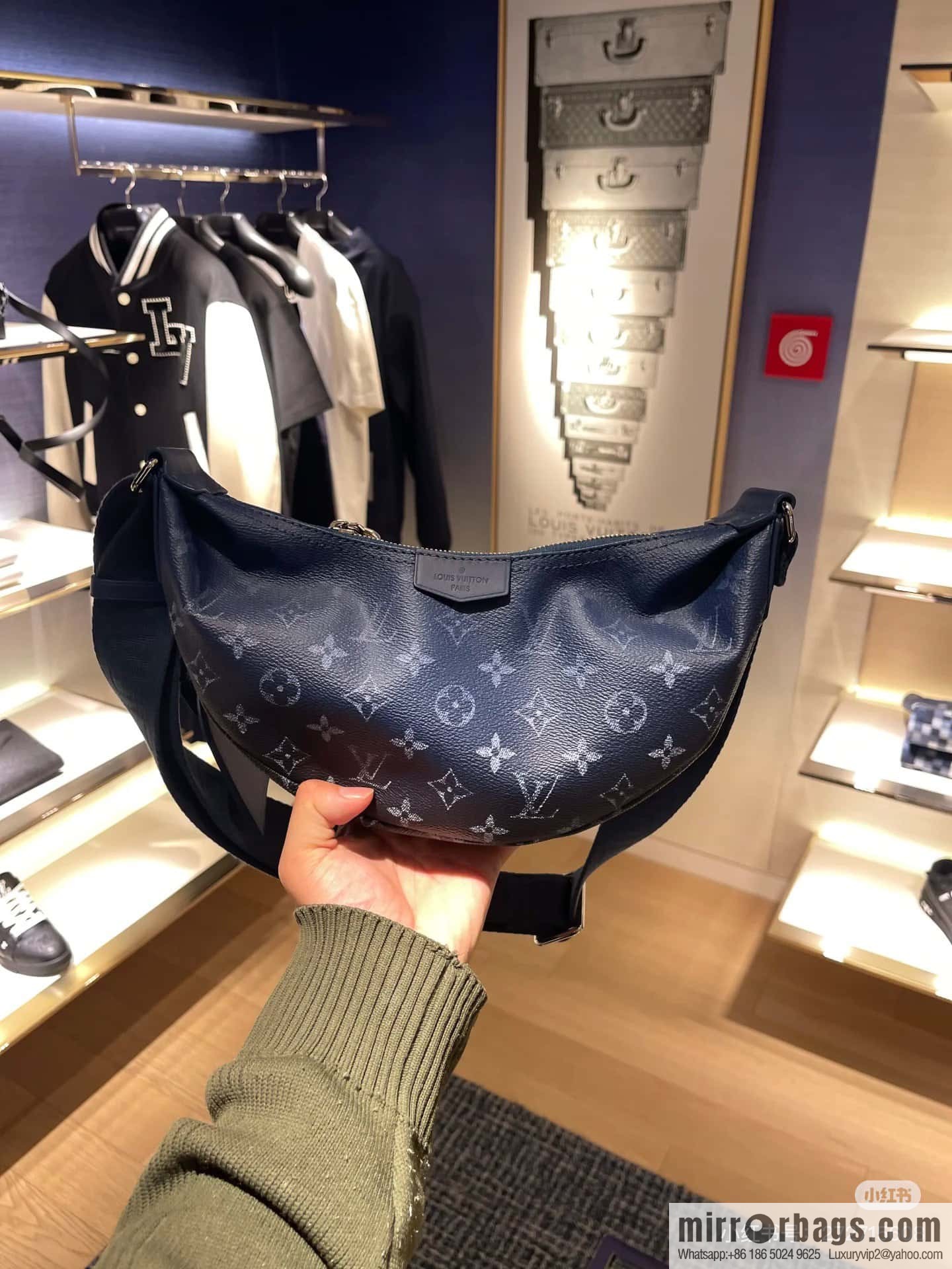 [Boutique‑grade] M11594 blue flower, men's bag moon bag series, this Hamac small handbag Hamac handbag