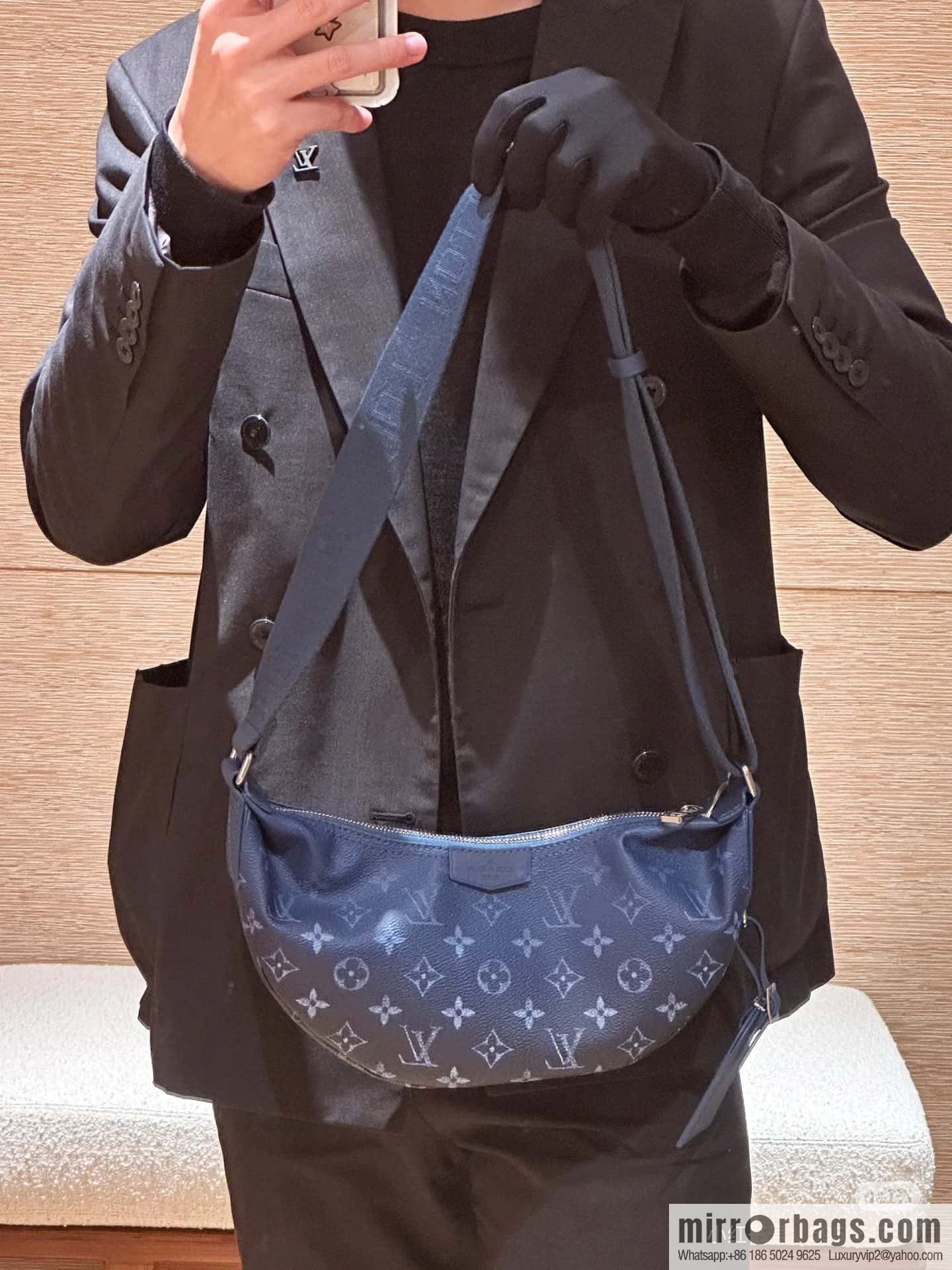 [Boutique‑grade] M11594 blue flower, men's bag moon bag series, this Hamac small handbag Hamac handbag
