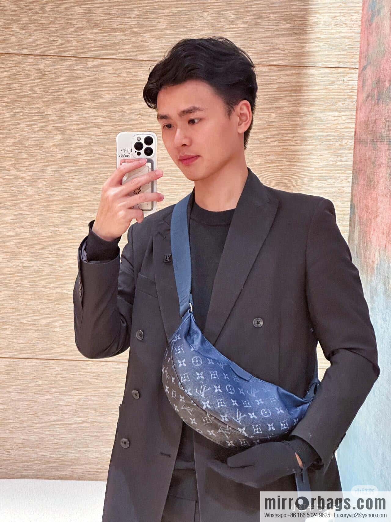 [Boutique‑grade] M11594 blue flower, men's bag moon bag series, this Hamac small handbag Hamac handbag