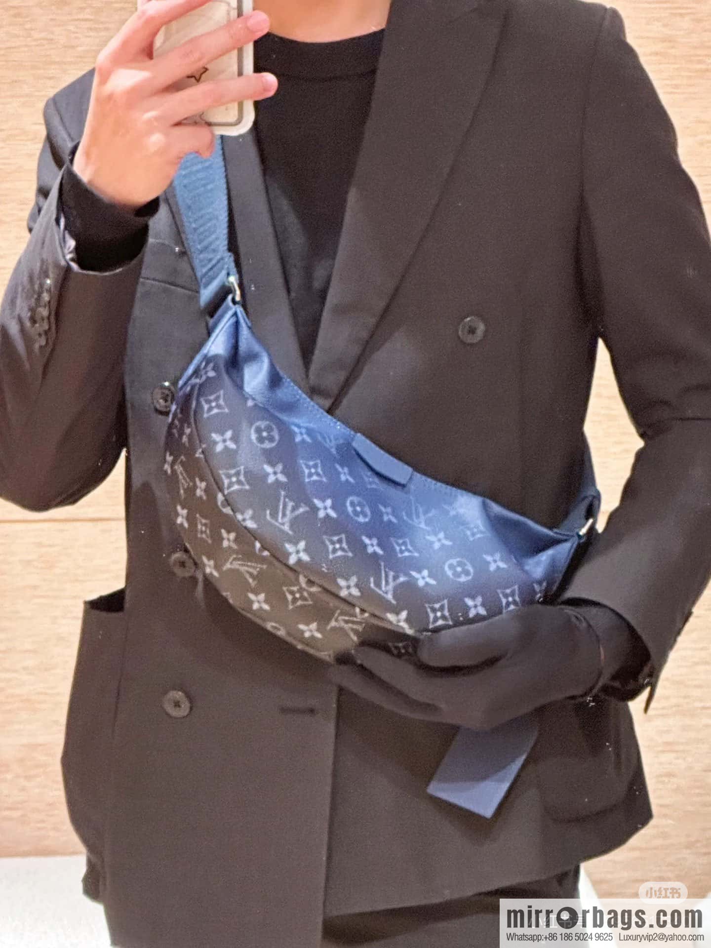 [Boutique‑grade] M11594 blue flower, men's bag moon bag series, this Hamac small handbag Hamac handbag
