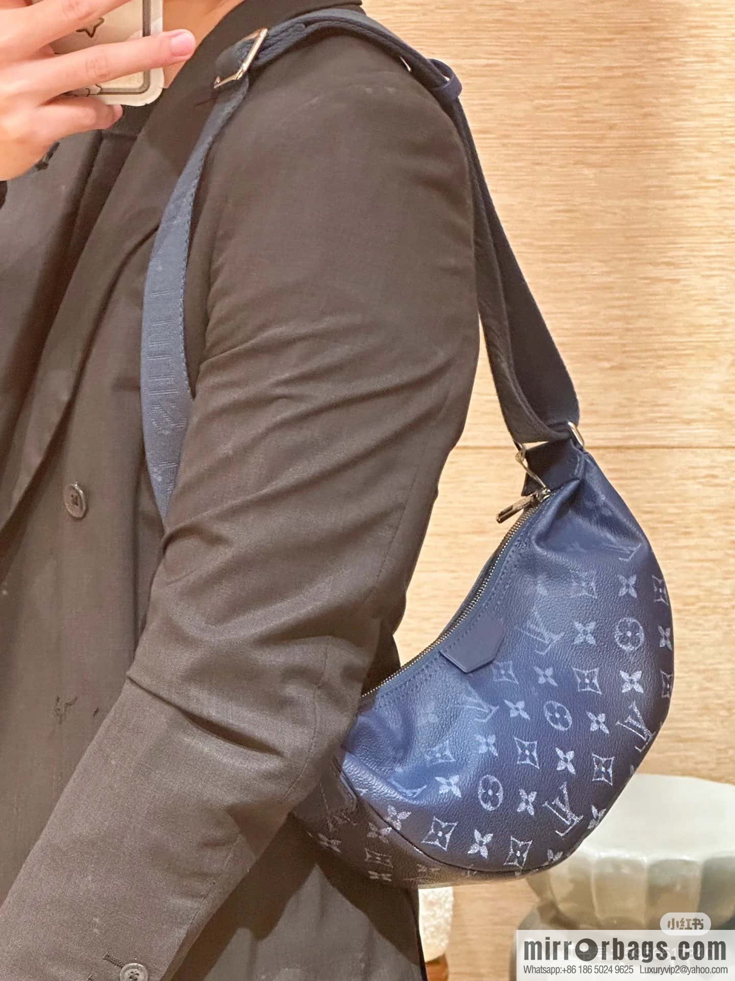 [Boutique‑grade] M11594 blue flower, men's bag moon bag series, this Hamac small handbag Hamac handbag