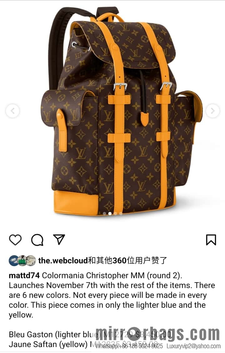 M12835 presbyopia yellow, backpack series CHRISTOPHER medium backpack M12729 presbyopia blue, this Christopher Hcc medium backpack.