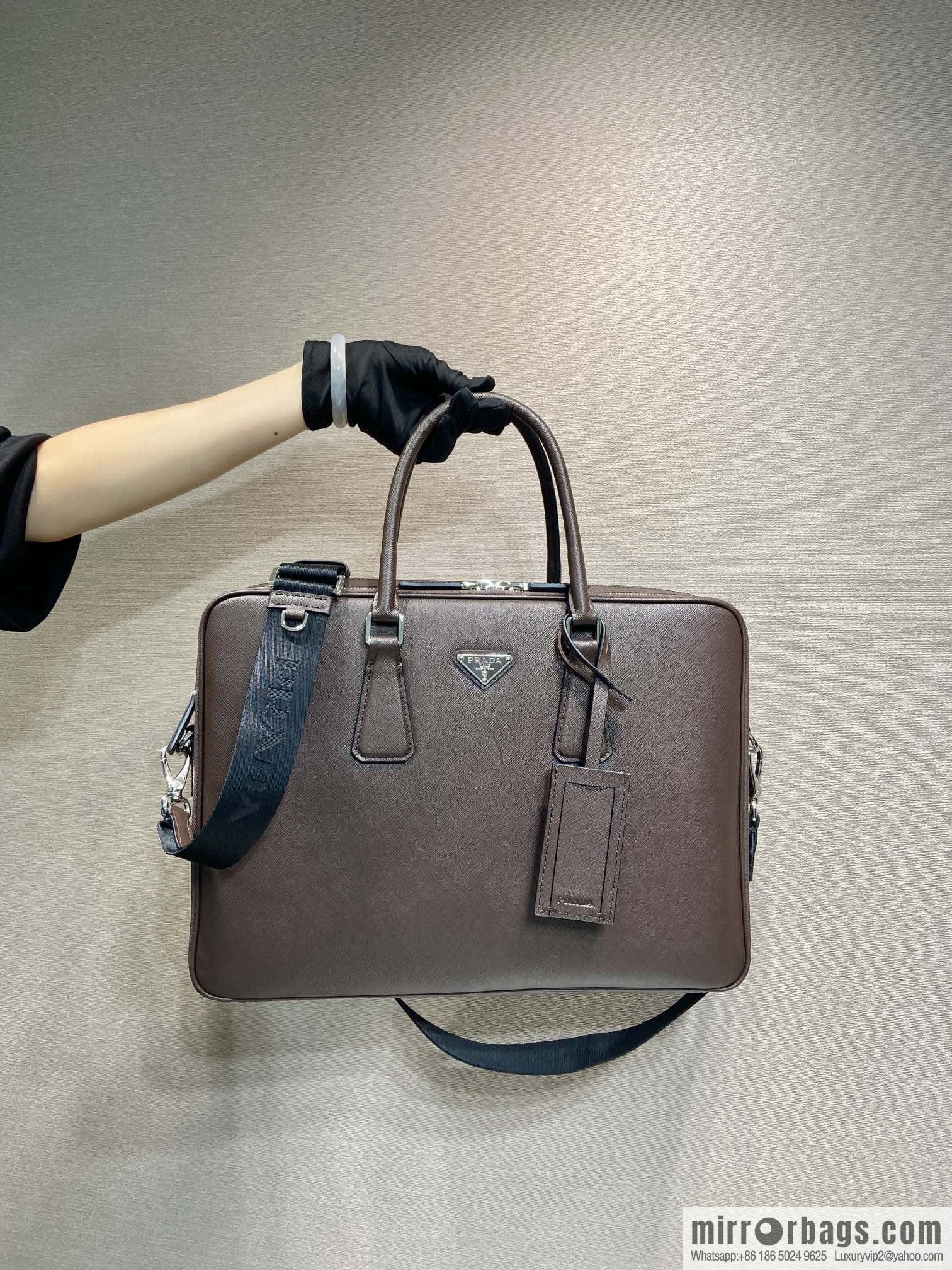 PRADA 🎉 Double Briefcase 🎉🎉 2VE022 Dark Coffee🎉