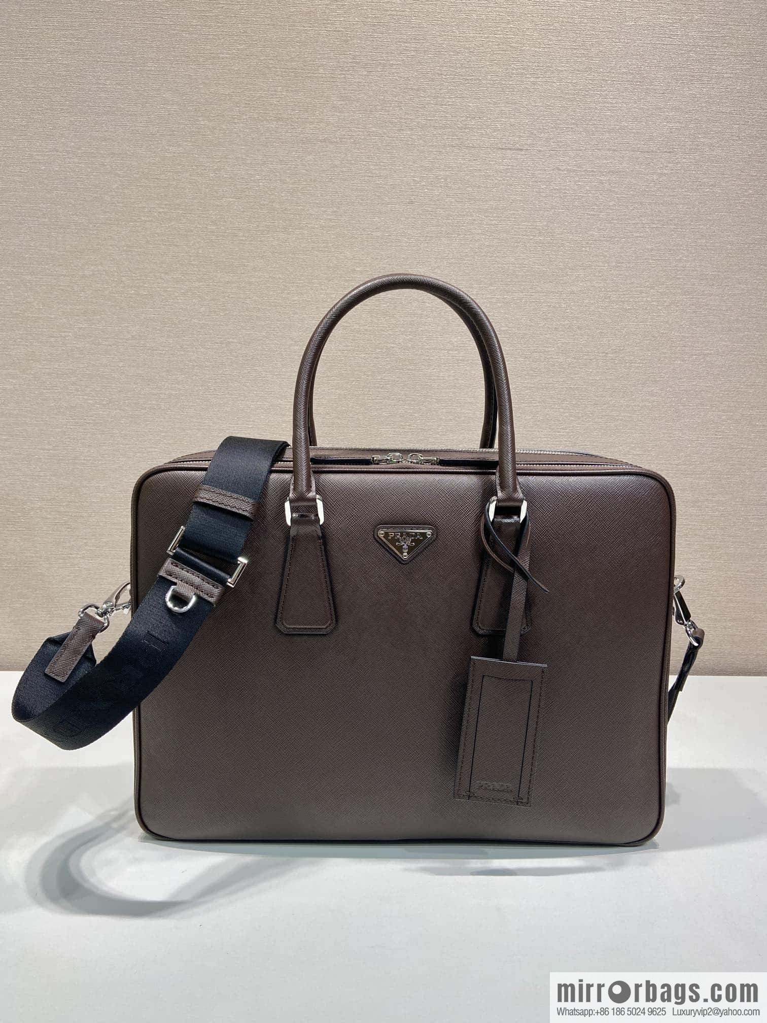 PRADA 🎉 Double Briefcase 🎉🎉 2VE022 Dark Coffee🎉