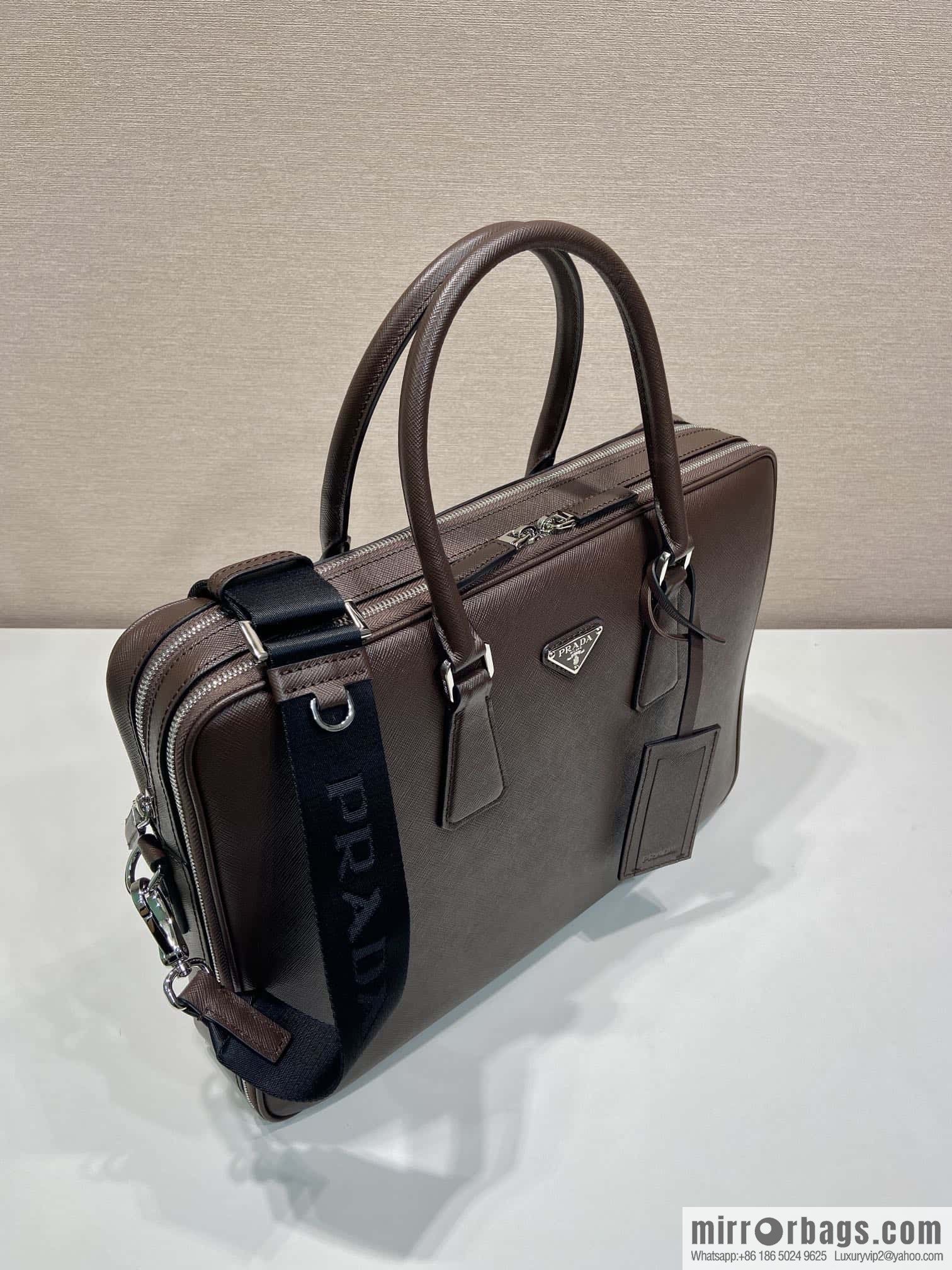 PRADA 🎉 Double Briefcase 🎉🎉 2VE022 Dark Coffee🎉