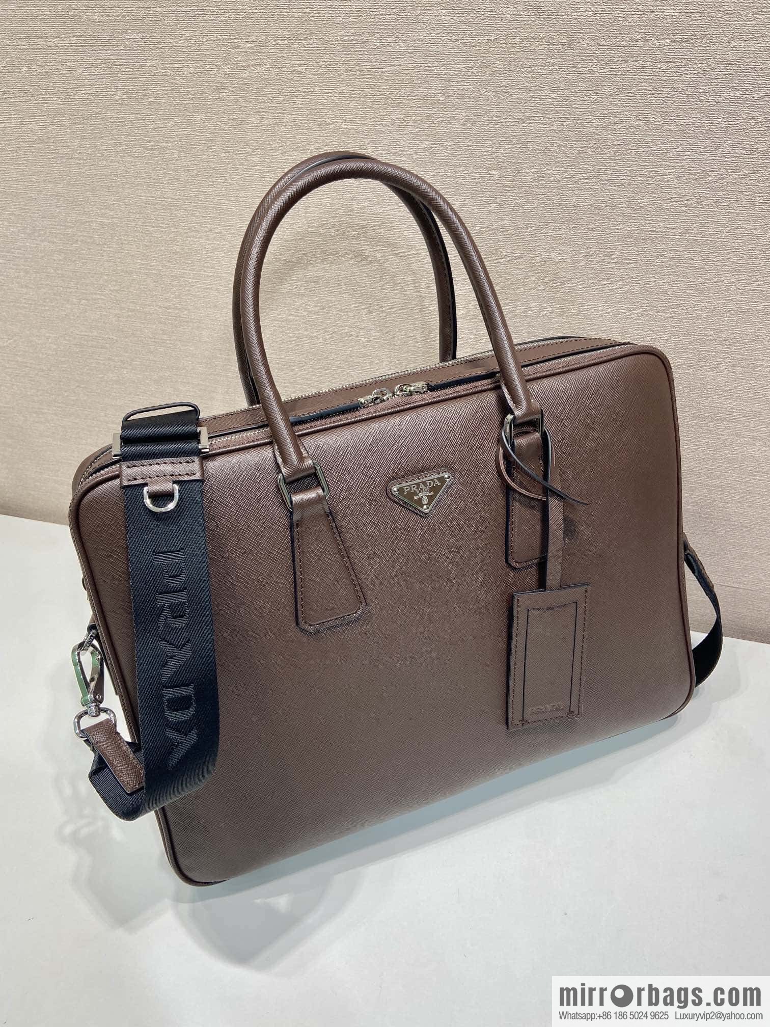 PRADA 🎉 Double Briefcase 🎉🎉 2VE022 Dark Coffee🎉
