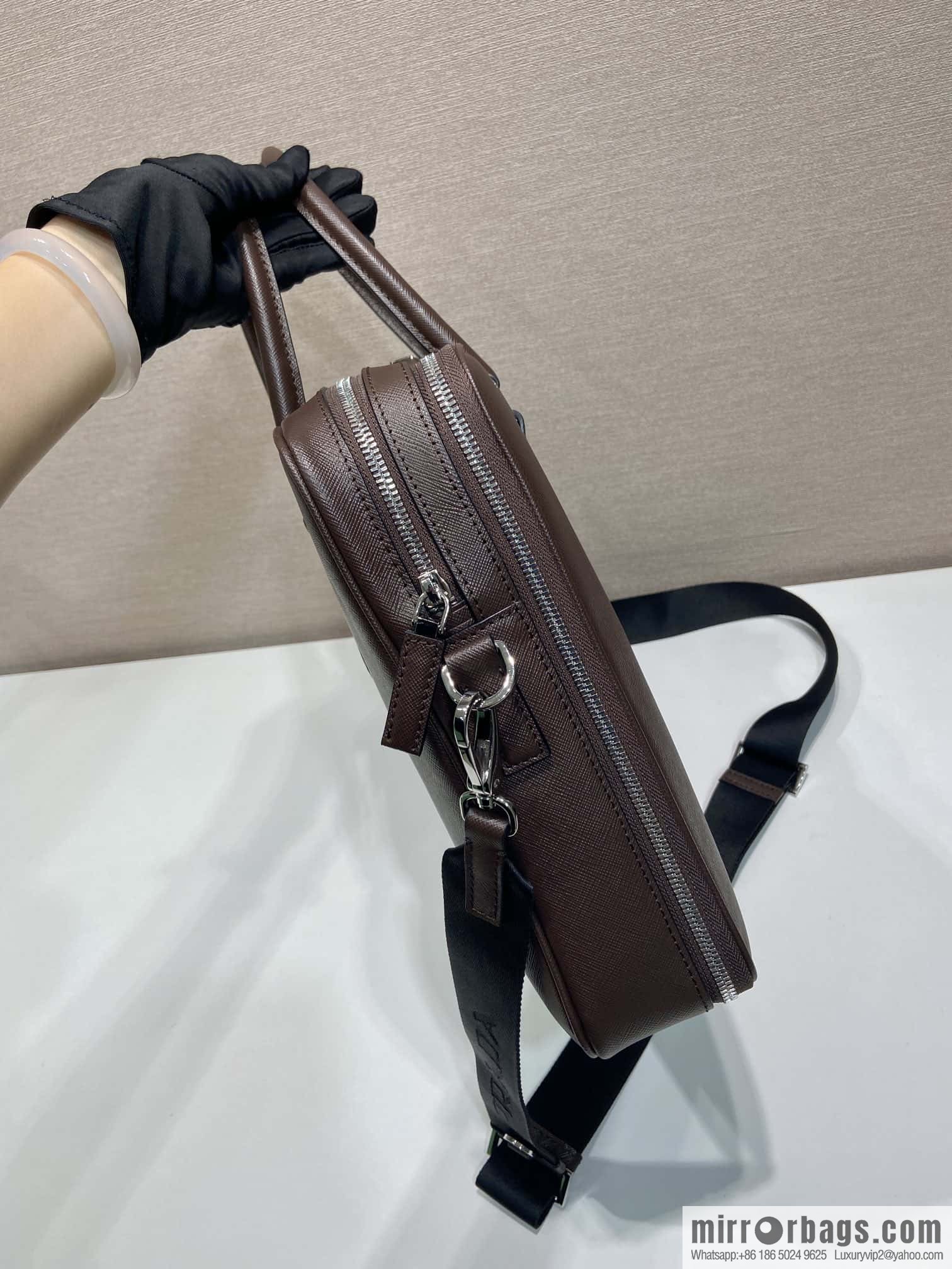 PRADA 🎉 Double Briefcase 🎉🎉 2VE022 Dark Coffee🎉