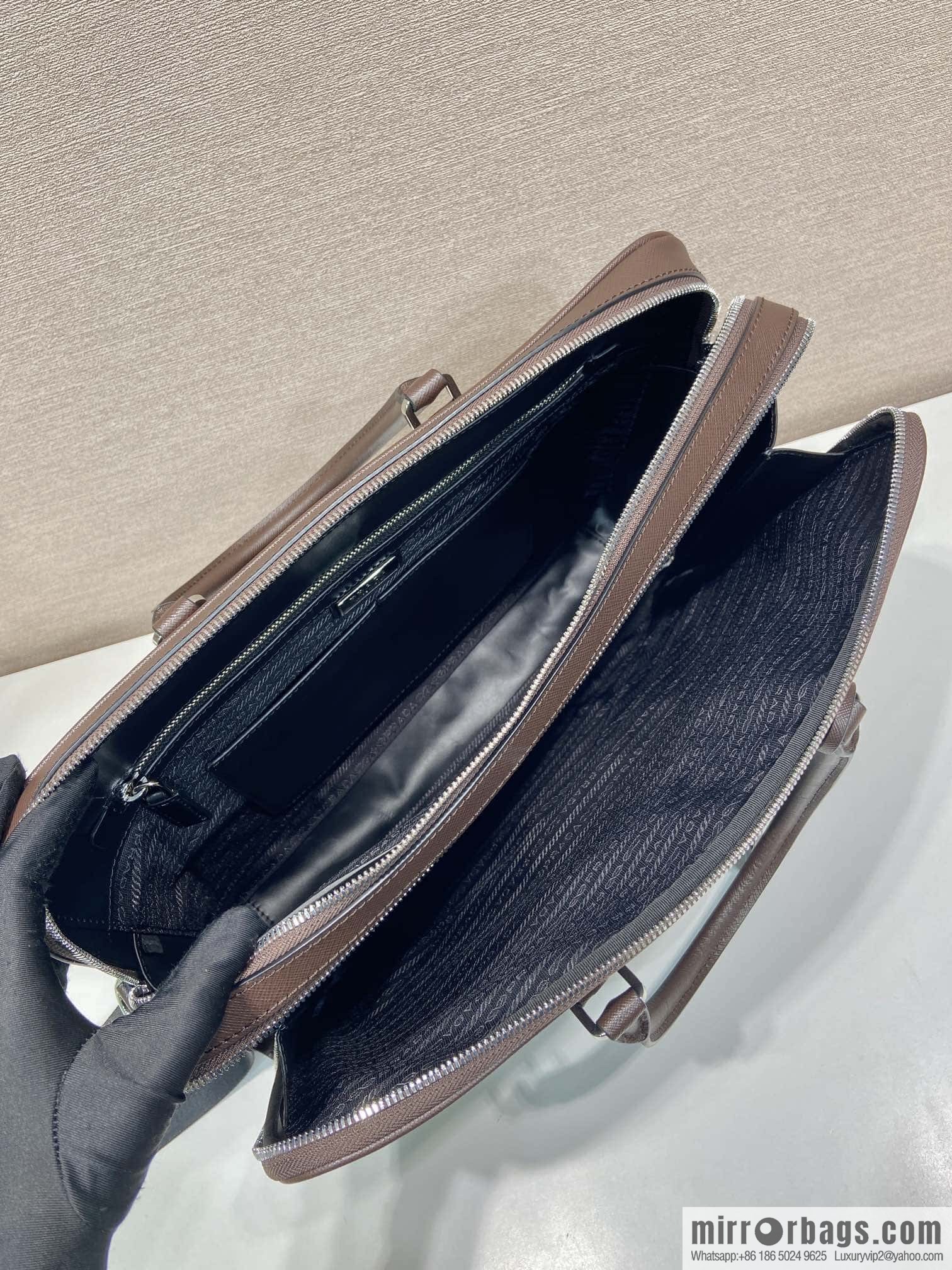 PRADA 🎉 Double Briefcase 🎉🎉 2VE022 Dark Coffee🎉