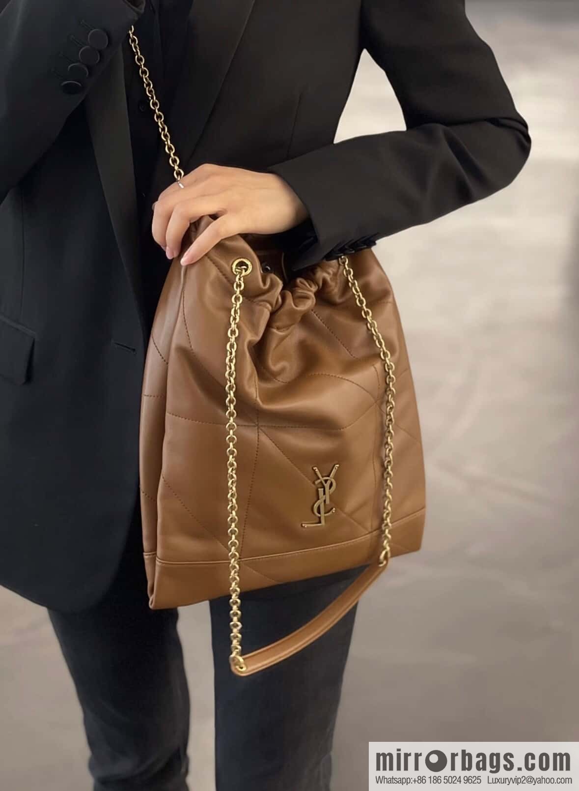 YSL 𝗝𝗔𝗠𝗜𝗘 𝟰.𝟯 𝗣𝗢𝗖𝗛𝗢𝗡 sheep leather clutch bag 781666 caramel color