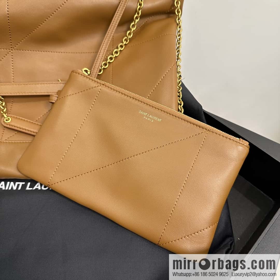 YSL 𝗝𝗔𝗠𝗜𝗘 𝟰.𝟯 𝗣𝗢𝗖𝗛𝗢𝗡 sheep leather clutch bag 781666 caramel color