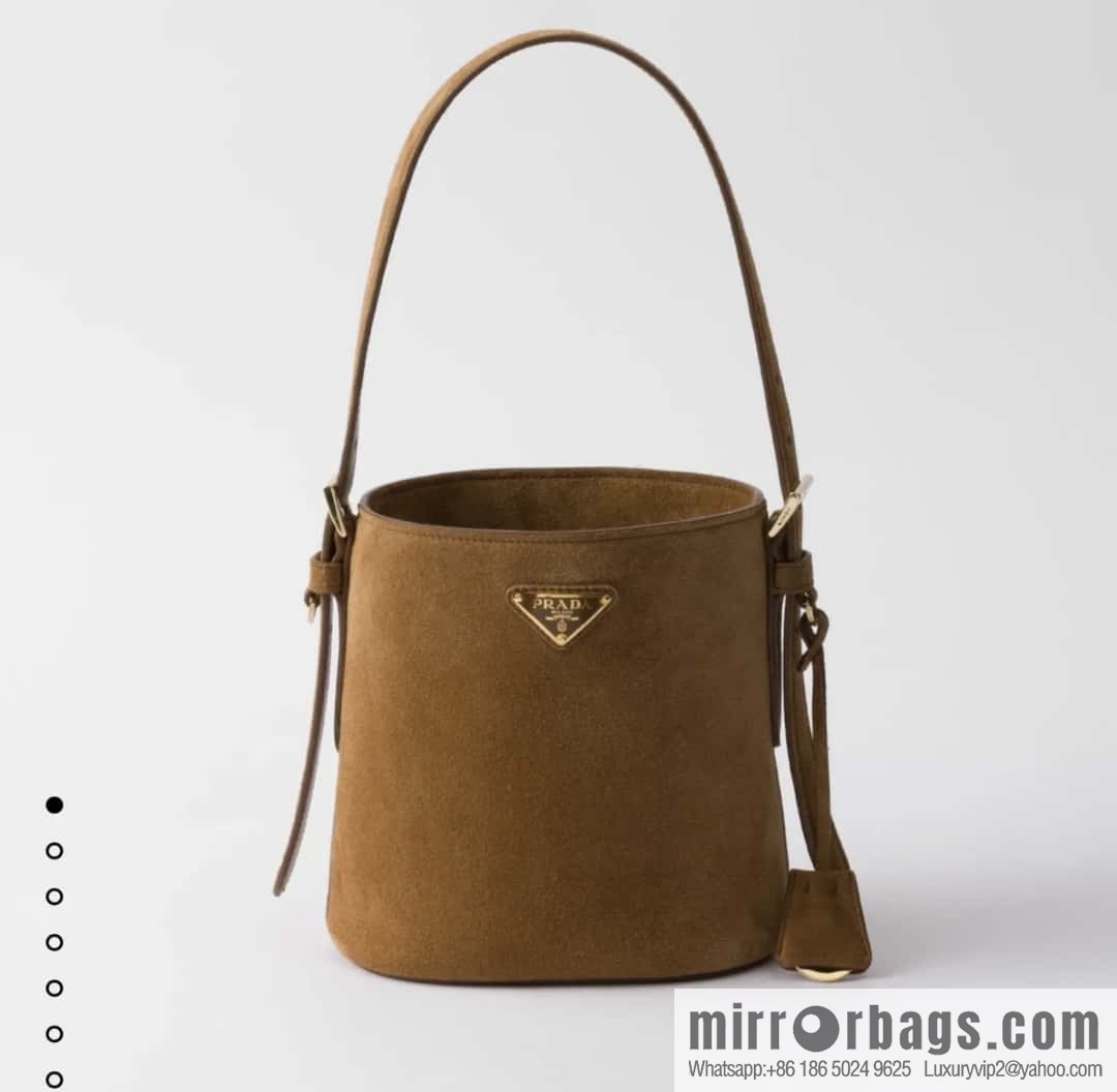 PRADA 🎉 new bucket bag 🎉 1BE078A fleece small 🎉🎉 cinnamon