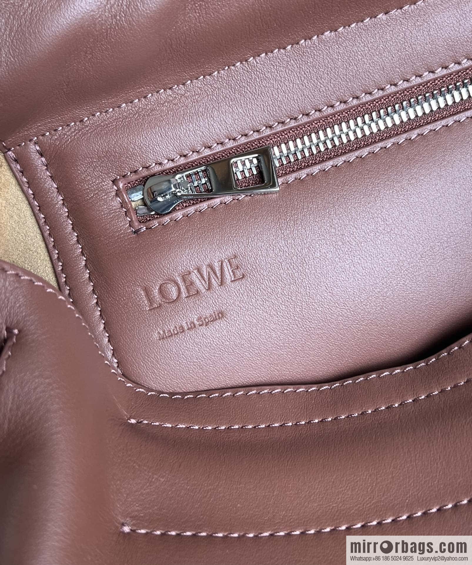 LOEWE Luo Jia 🌟 glossy soft cow leather Flamenco satchel messenger bag 0901 brown