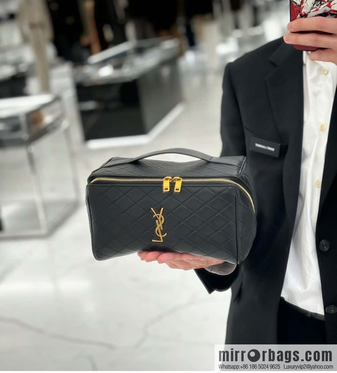 YSL quilted sheep leather cosmetic bag 753171