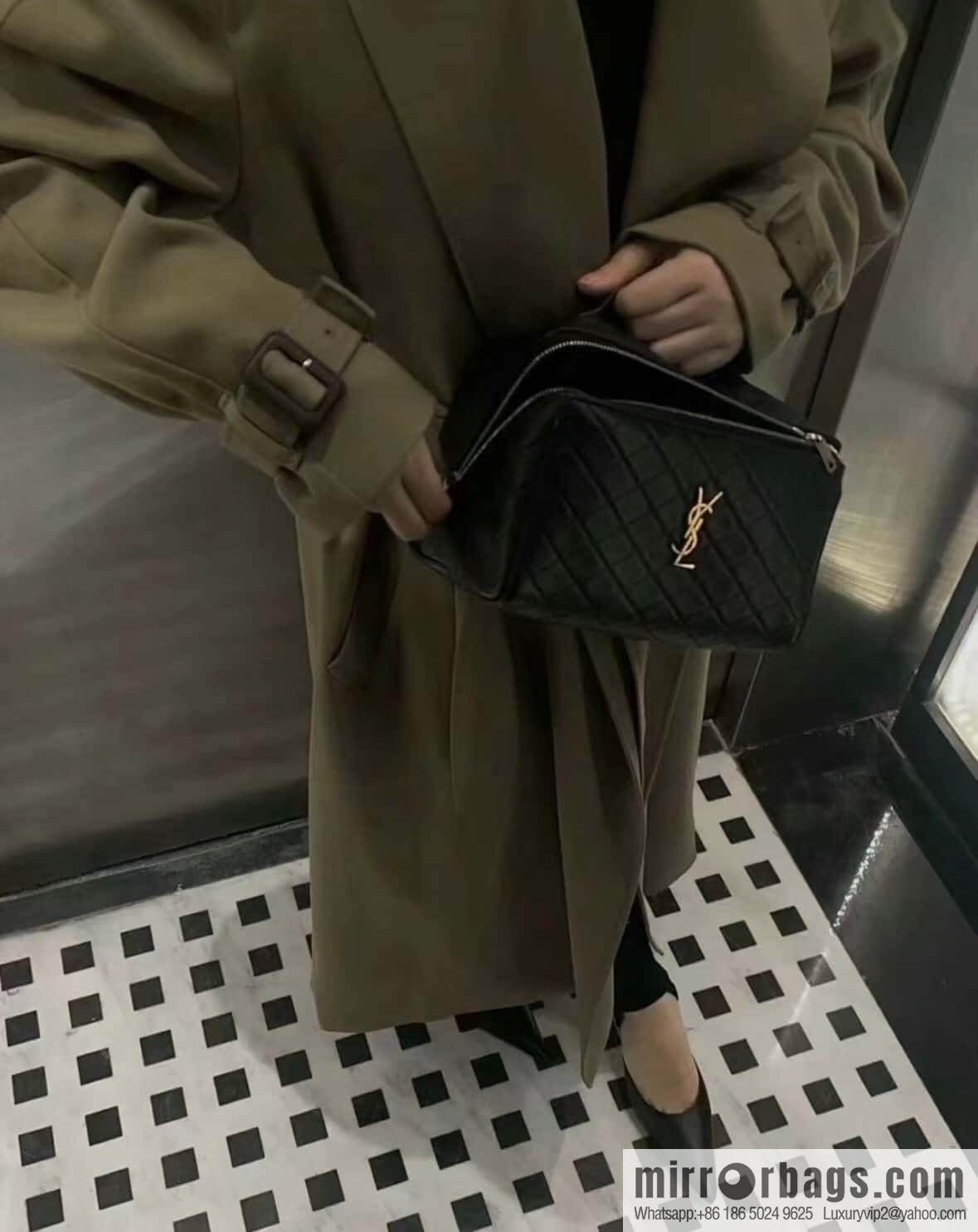 YSL quilted sheep leather cosmetic bag 753171