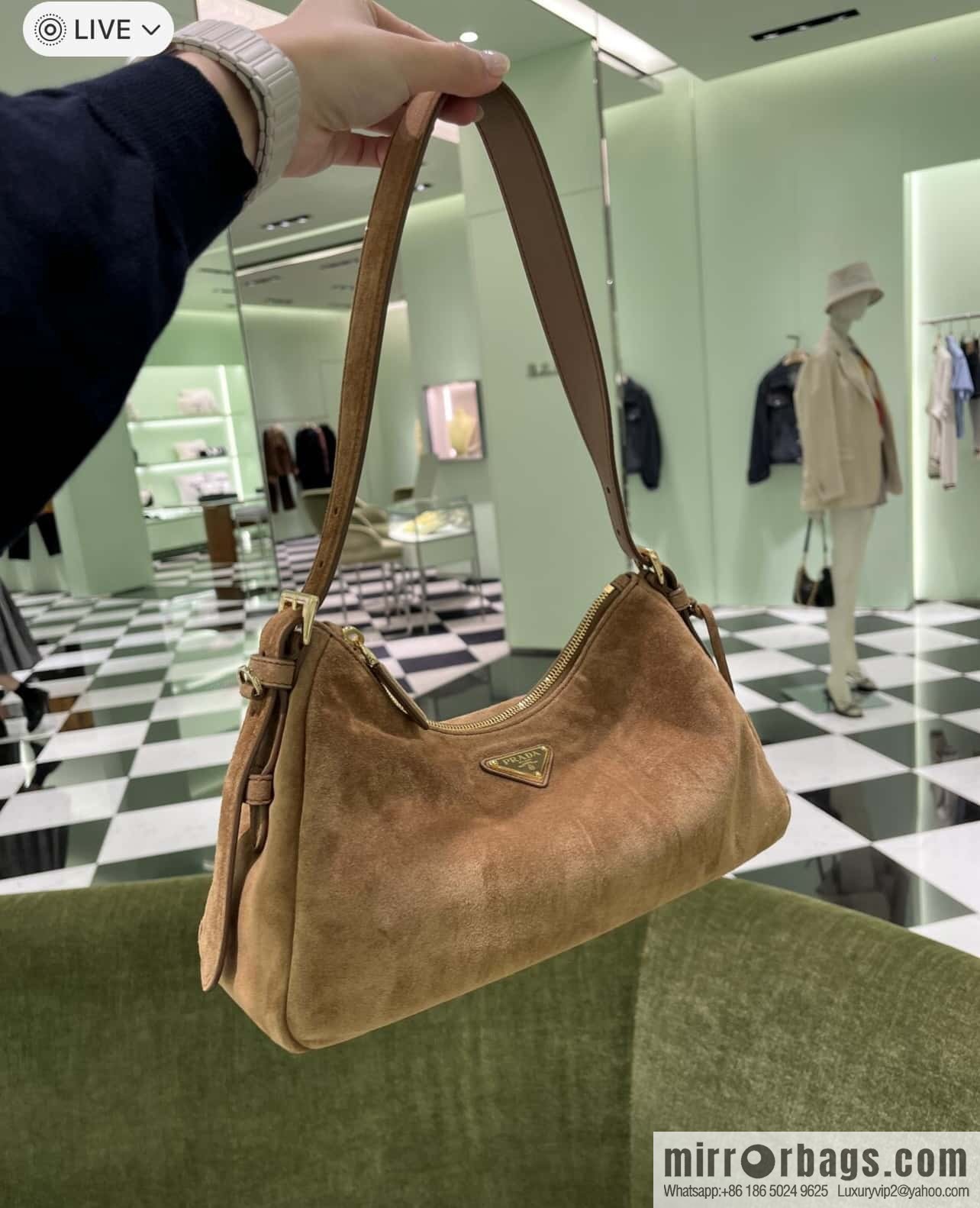 PRADA 🎉 new Aimee armpit bag 🎉 1BC228 fleece leather🎉🎉