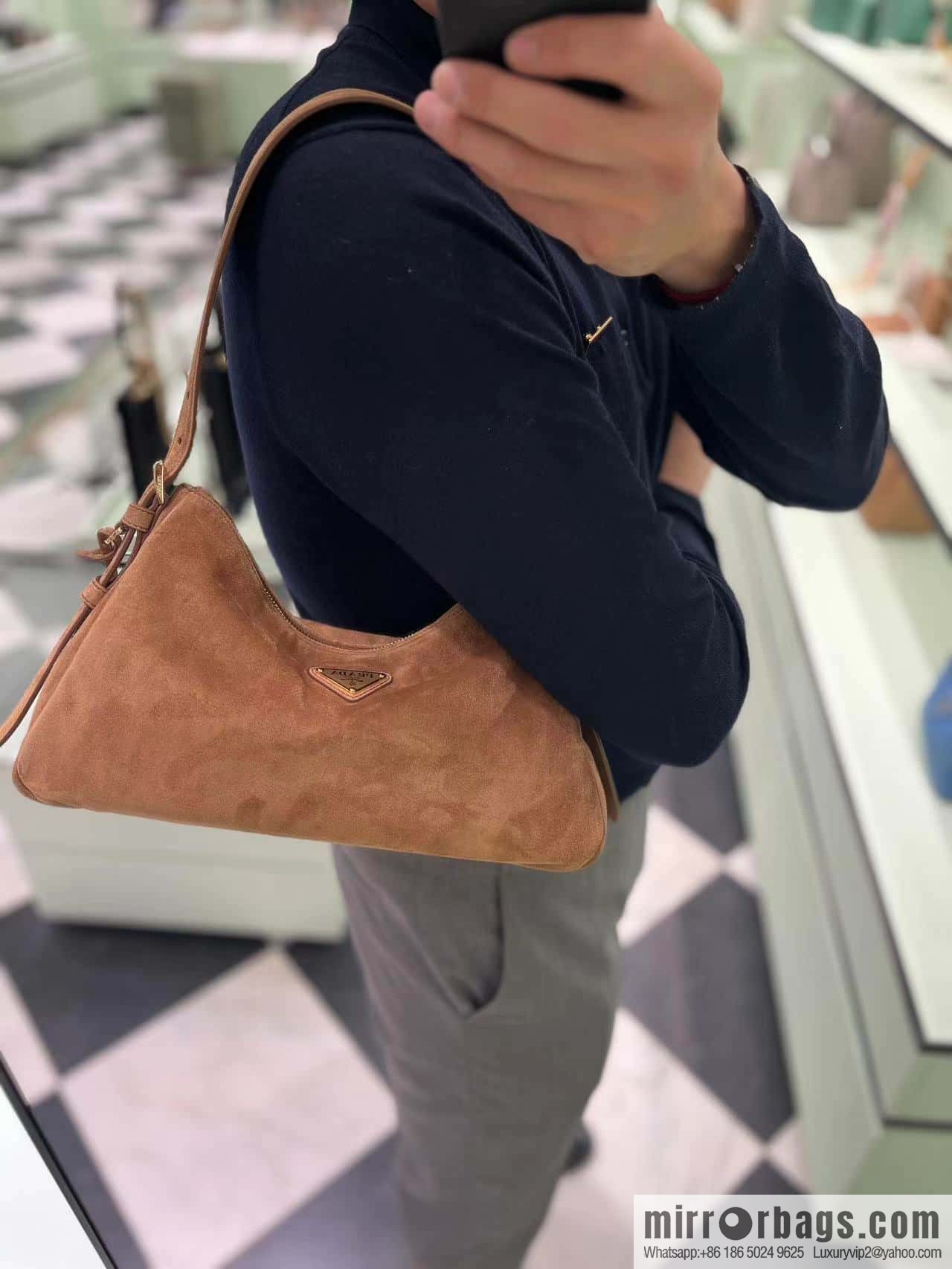 PRADA 🎉 new Aimee armpit bag 🎉 1BC228 fleece leather🎉🎉