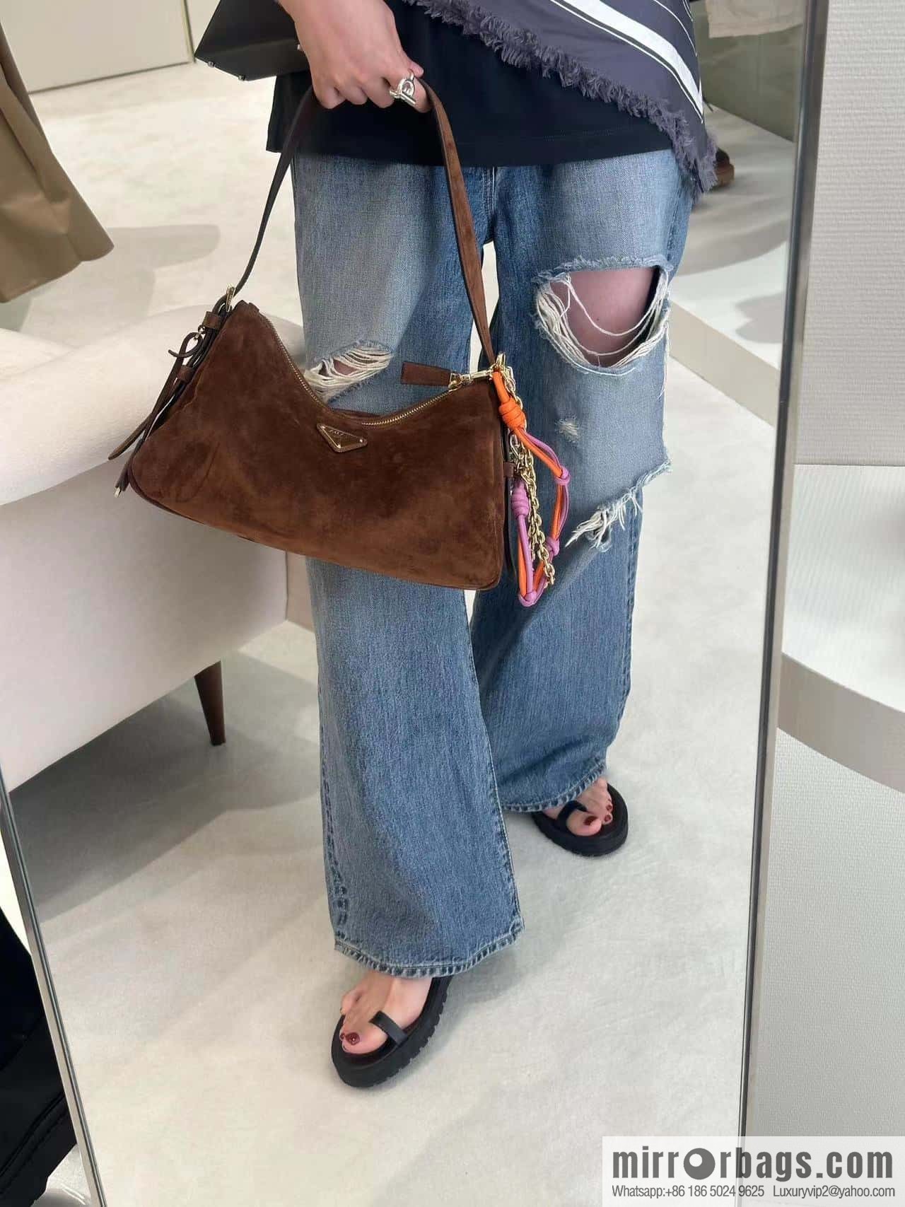 PRADA 🎉 new Aimee armpit bag 🎉 1BC228 fleece leather🎉🎉