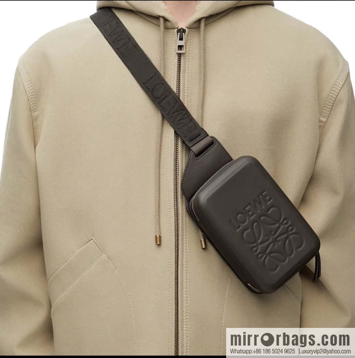 LOEWE Luo Jia Smooth Cow Leather Molded Sling Crossbody Bag 0902 Coffee