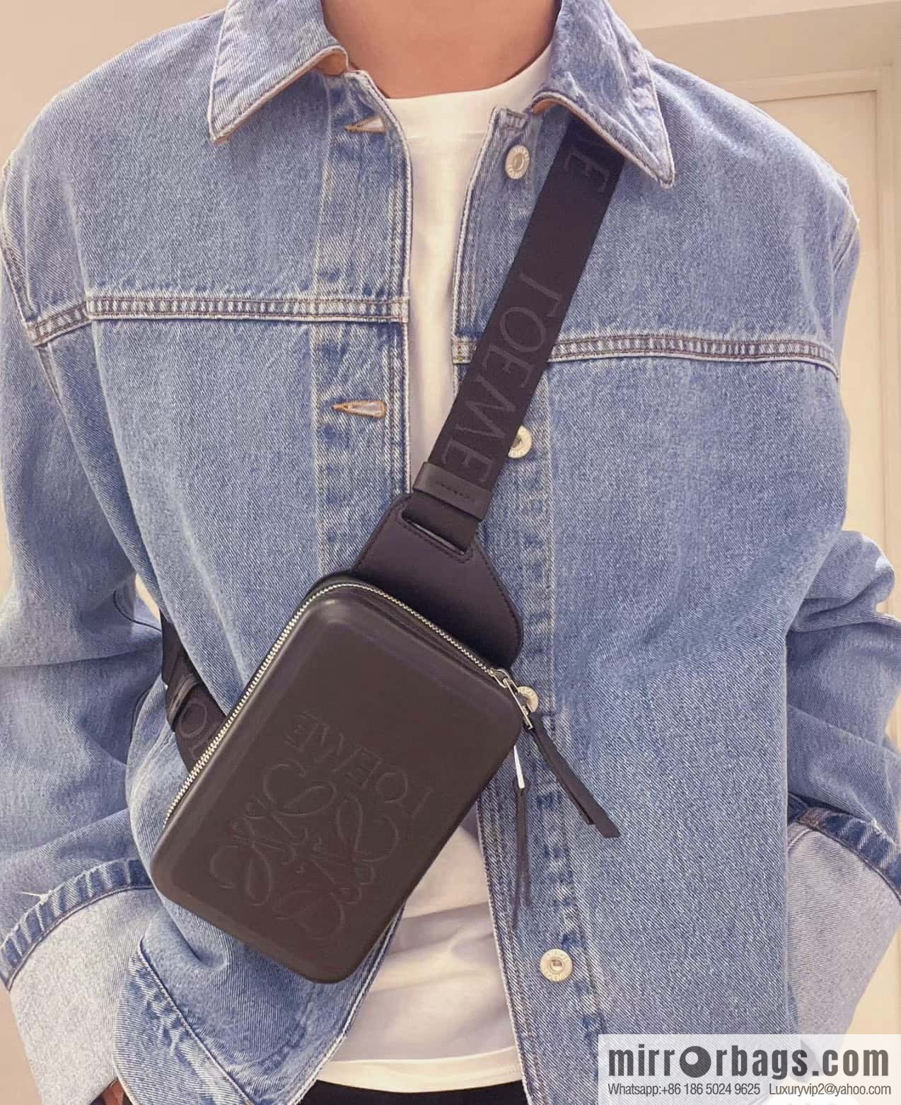 LOEWE Luo Jia Smooth Cow Leather Molded Sling Crossbody Bag 0902 Coffee