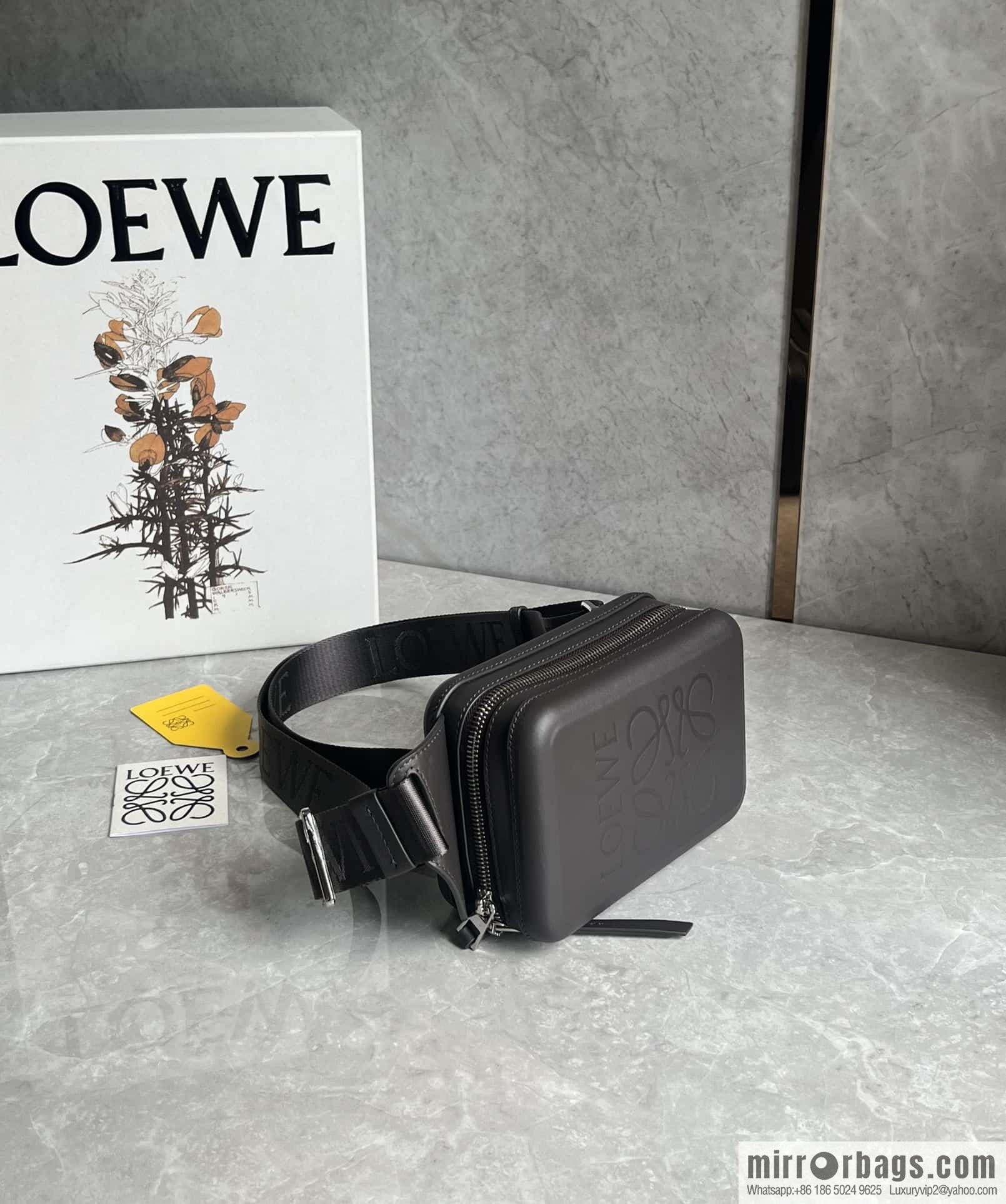 LOEWE Luo Jia Smooth Cow Leather Molded Sling Crossbody Bag 0902 Coffee