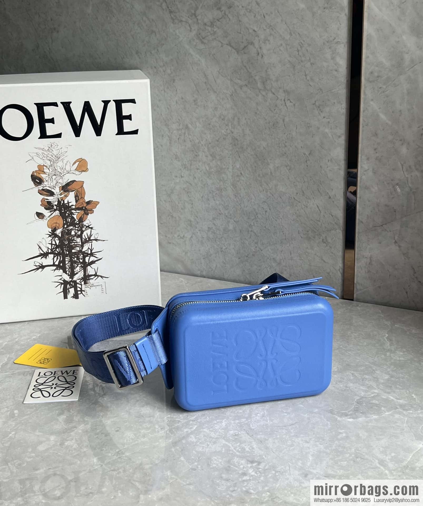 LOEWE Luo Jia Smooth Cow Leather Molded Sling Crossbody Bag 0902 Blue