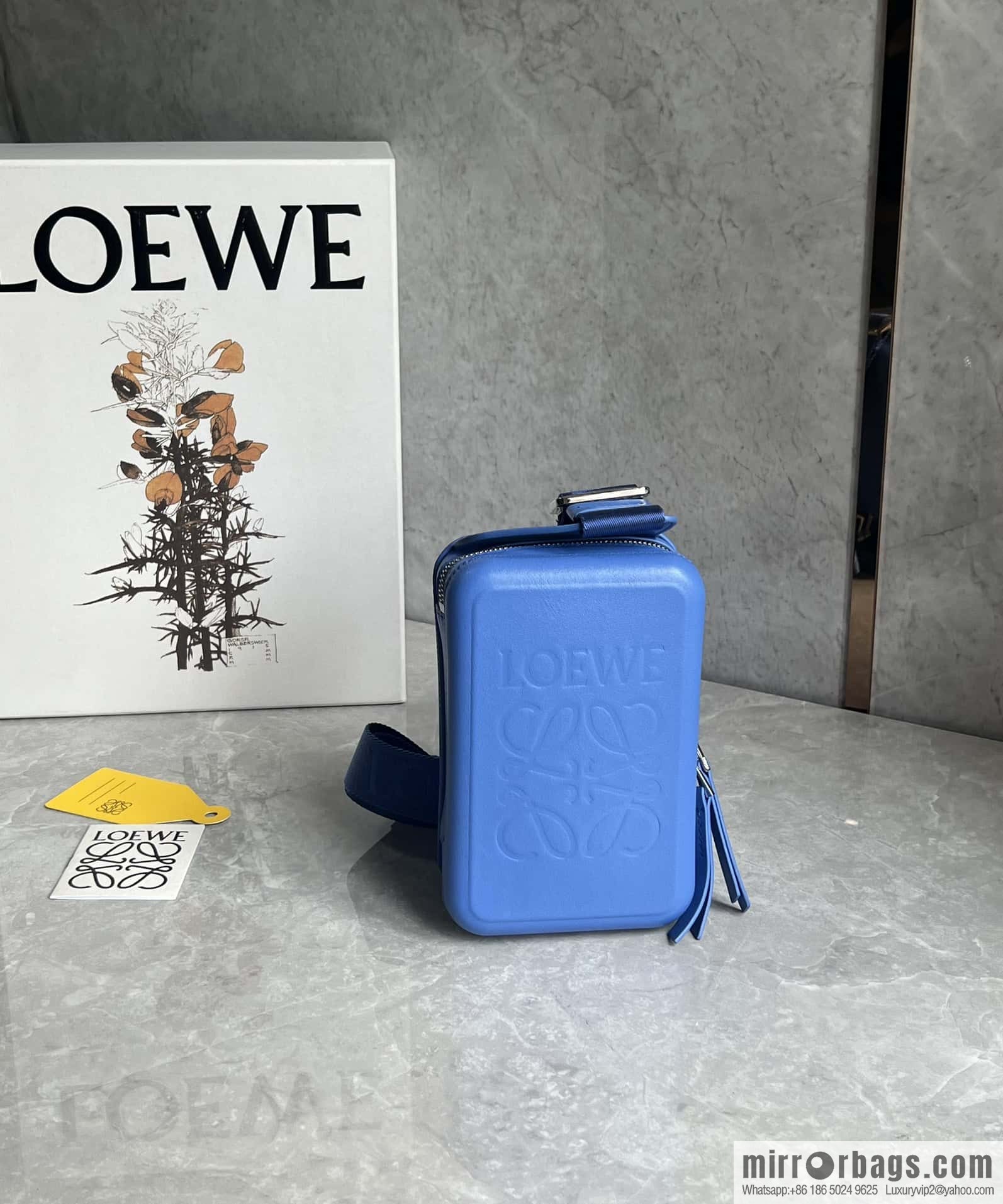LOEWE Luo Jia Smooth Cow Leather Molded Sling Crossbody Bag 0902 Blue