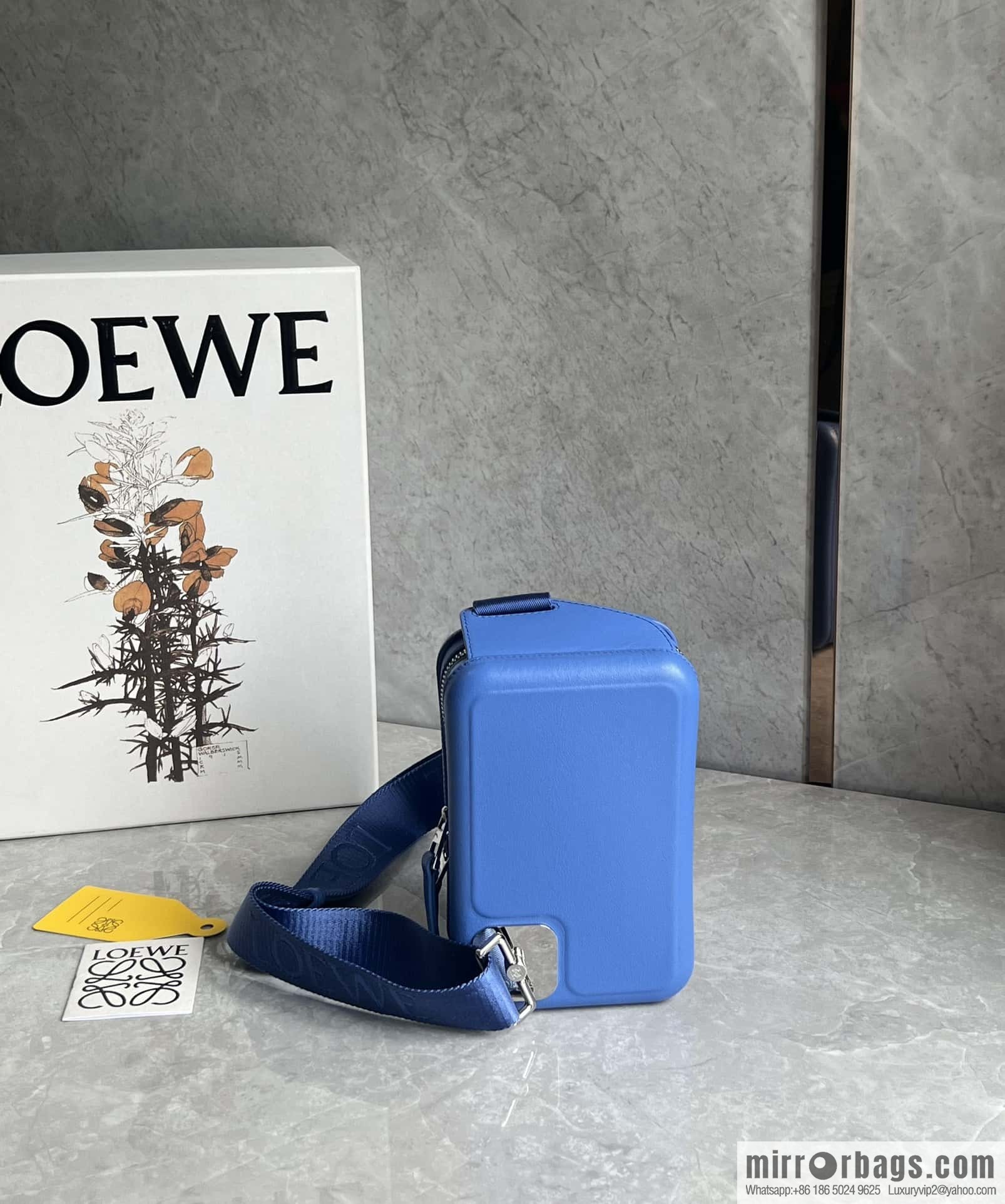 LOEWE Luo Jia Smooth Cow Leather Molded Sling Crossbody Bag 0902 Blue