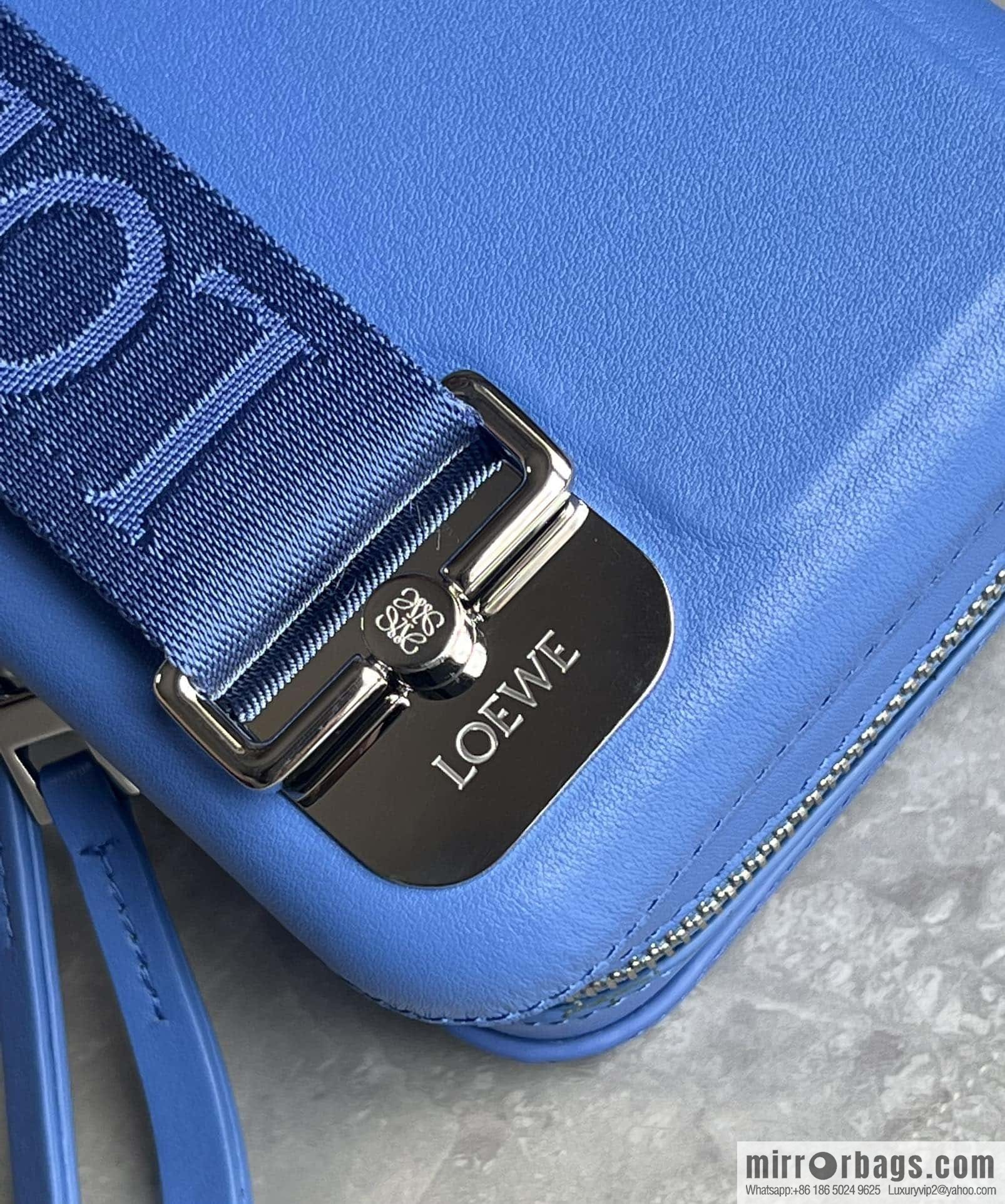 LOEWE Luo Jia Smooth Cow Leather Molded Sling Crossbody Bag 0902 Blue