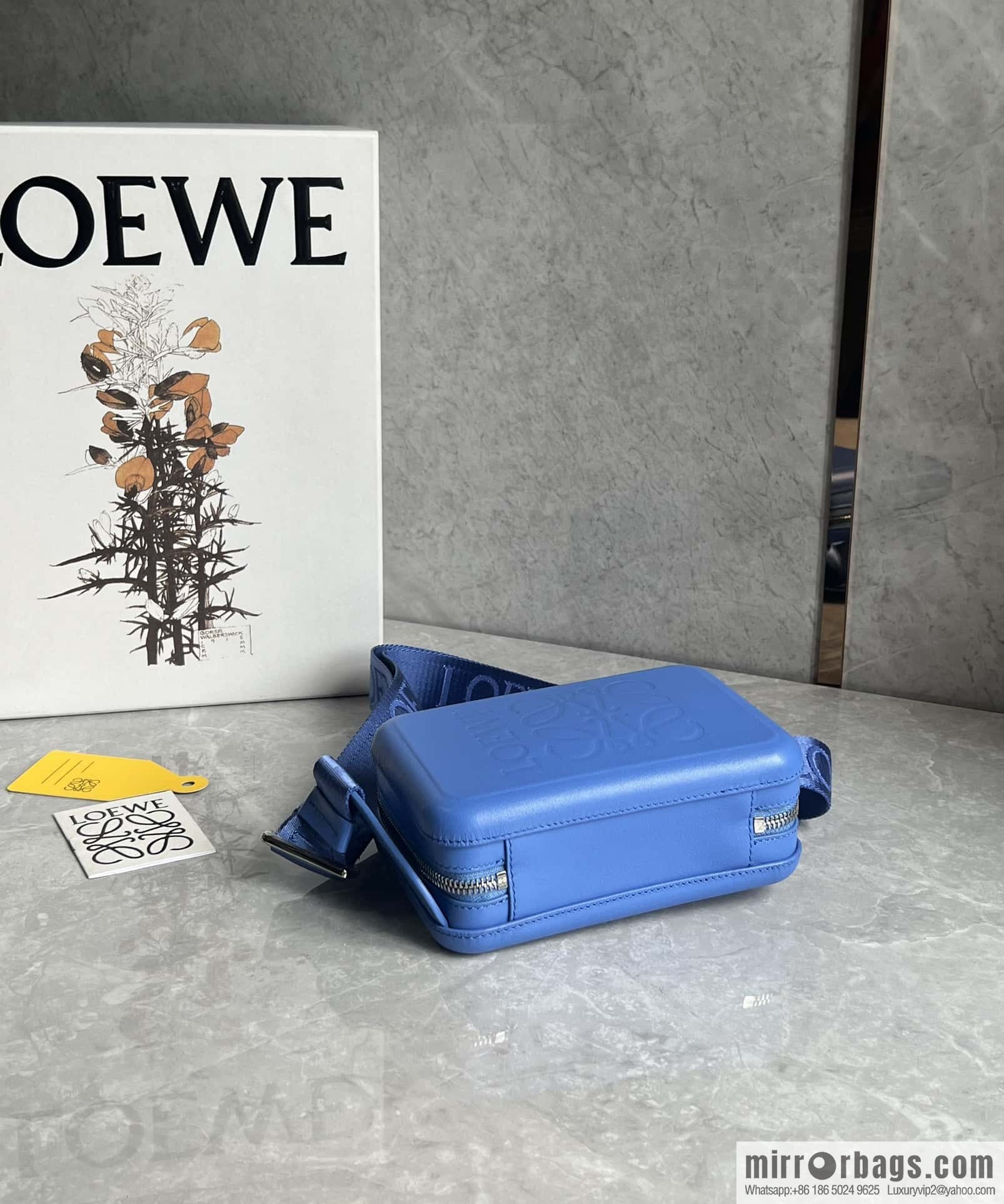 LOEWE Luo Jia Smooth Cow Leather Molded Sling Crossbody Bag 0902 Blue
