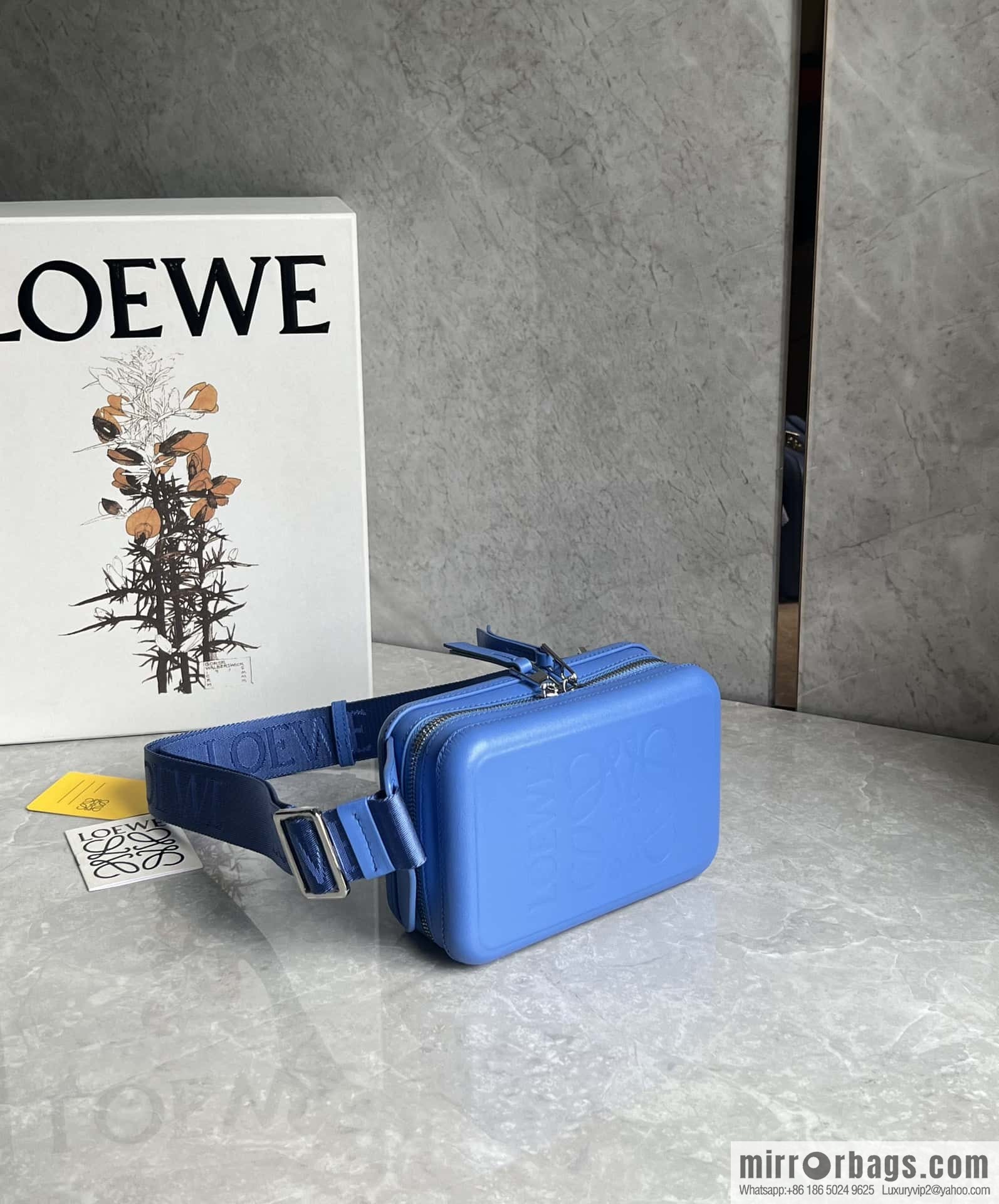LOEWE Luo Jia Smooth Cow Leather Molded Sling Crossbody Bag 0902 Blue