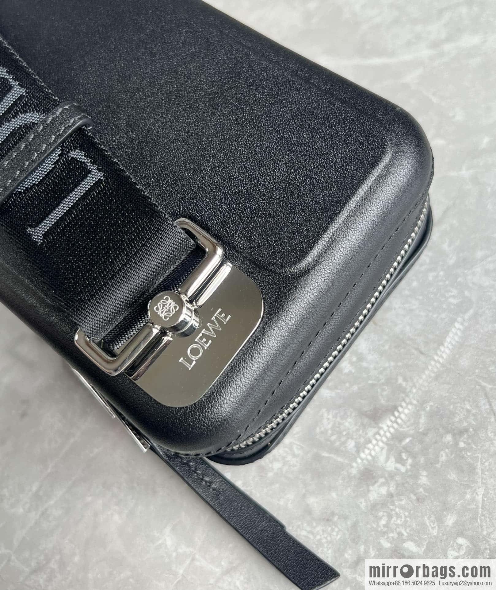LOEWE Luo Jia Smooth Cow Leather Molded Sling Crossbody Bag 0902 Black