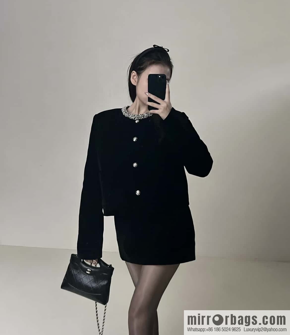 Chanel 24C horizontal 31bag nano leather, black ➿ AP3656