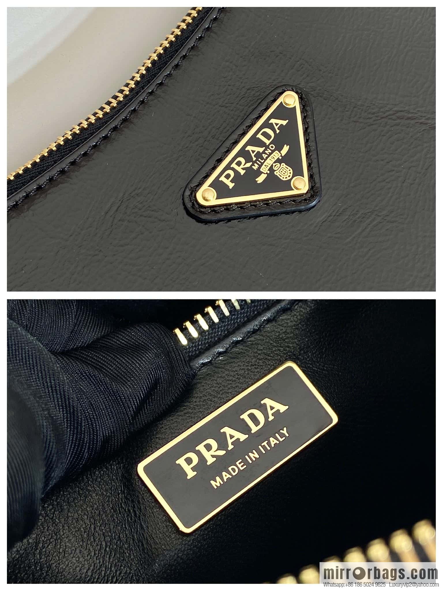 PRADA 🎉 new Aimee armpit bag 🎉 1BC229 wrinkled patent leather🎉🎉