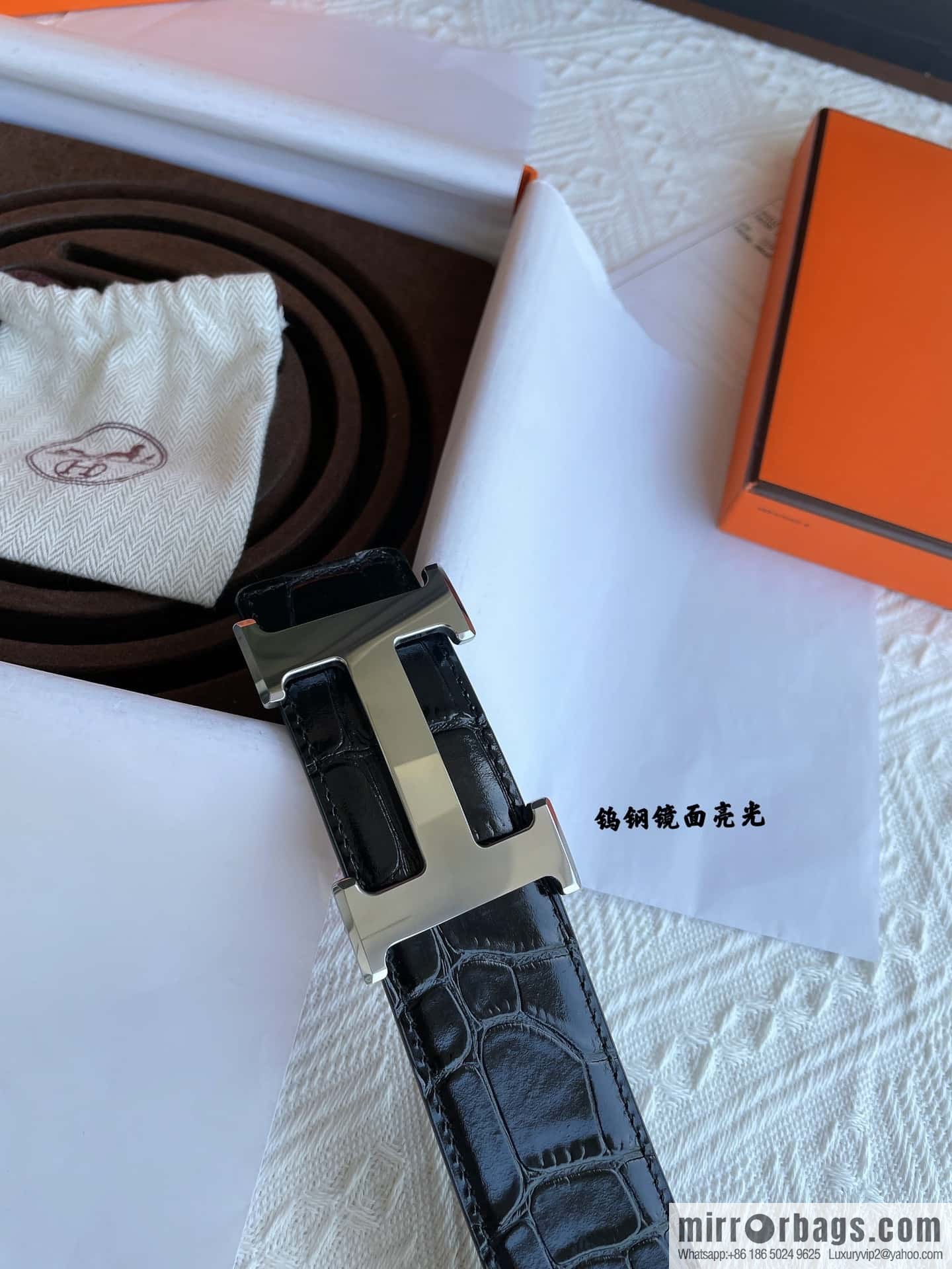 Hermes Hermes, exquisite Wu Gang glossy buckle, imported cowhide pressed crocodile pattern cowhide belt 38cm