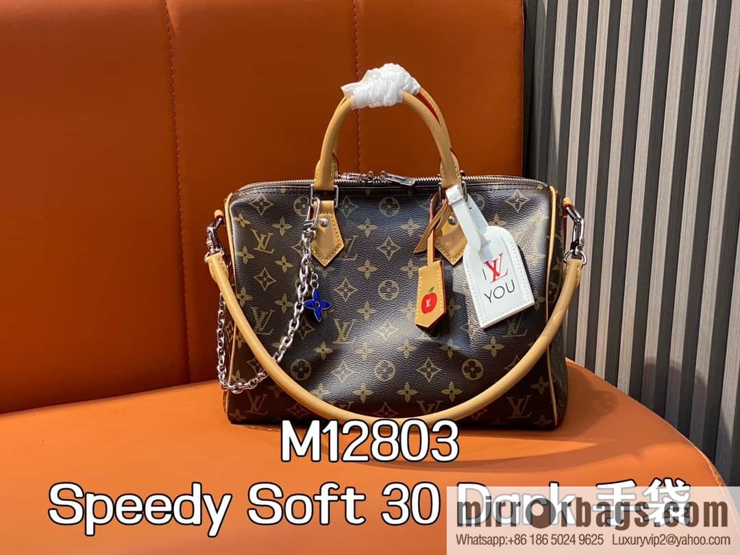 [Boutique‑grade] M12803 presbyopia, pillow bag speedy series Speedy Soft 30 Dark handbag