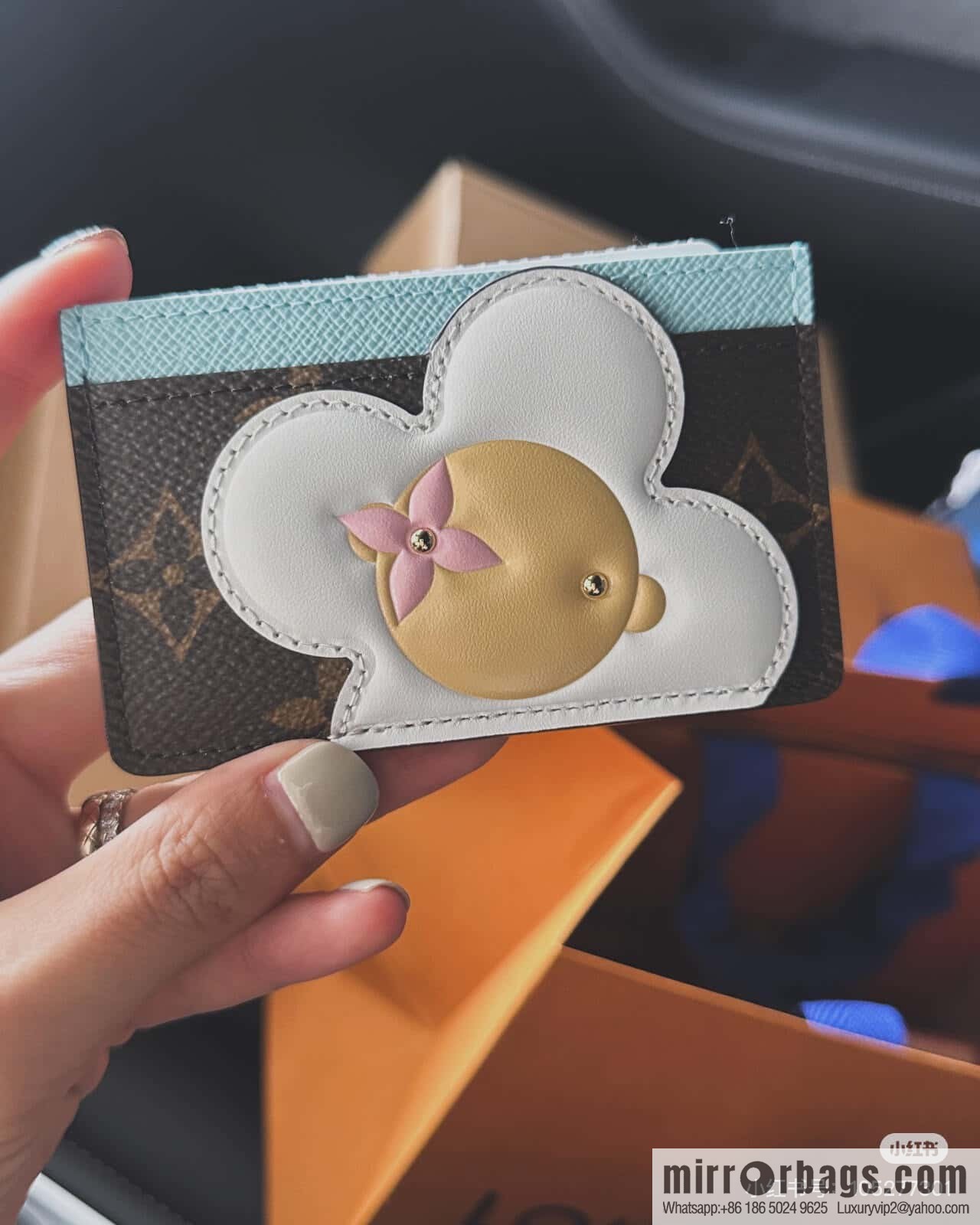[Boutique‑grade] M12213 presbyopia blue, Christmas card bag wallet series LV CHARMS card holder