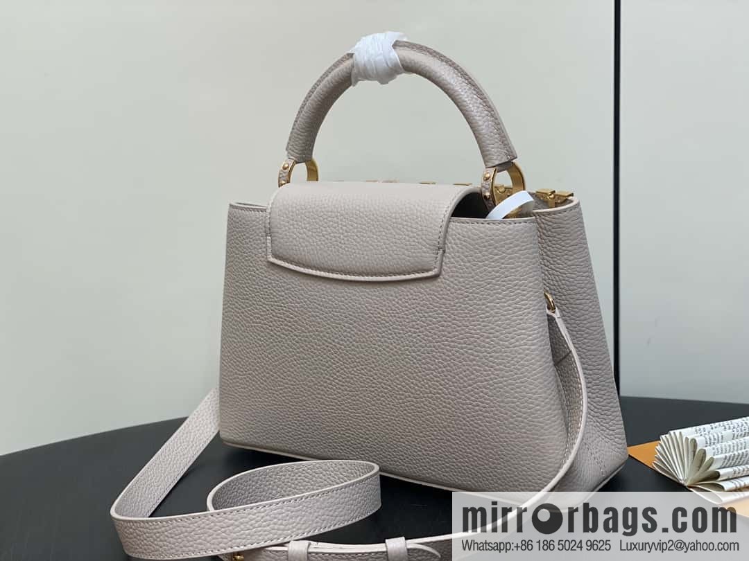 [Boutique‑grade] M11341 gray flower crown, full leather cap, that English series Capucines medium handbag