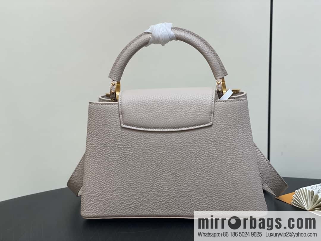[Boutique‑grade] M11341 gray flower crown, full leather cap, that English series Capucines medium handbag
