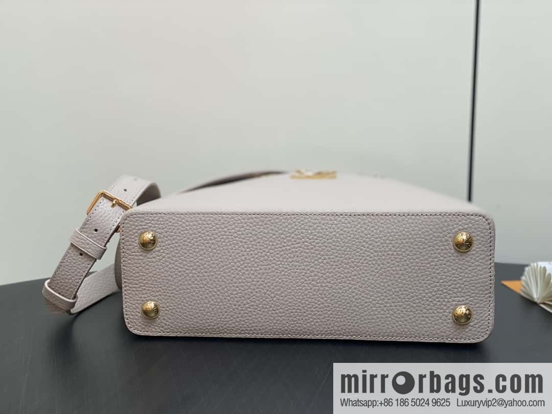 [Boutique‑grade] M11341 gray flower crown, full leather cap, that English series Capucines medium handbag