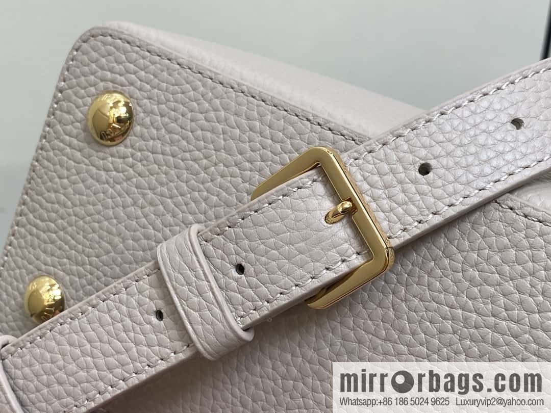 [Boutique‑grade] M11341 gray flower crown, full leather cap, that English series Capucines medium handbag