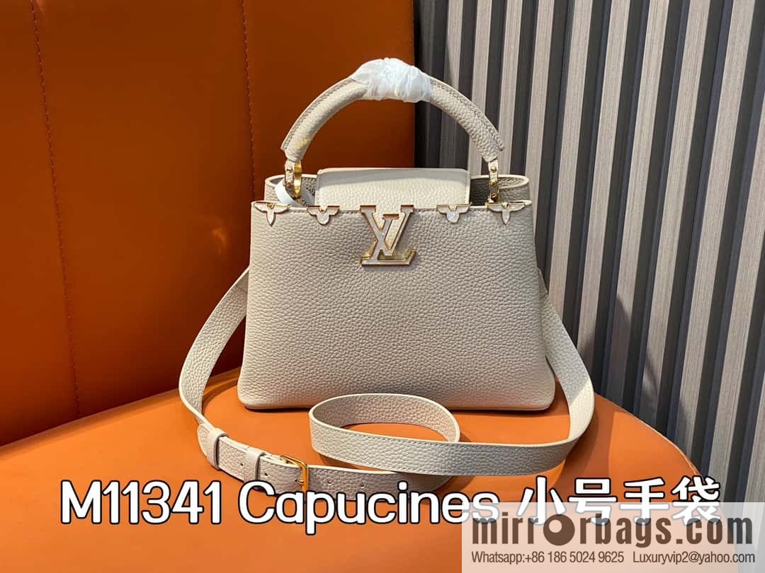 [Boutique‑grade] M11341 gray flower crown, full leather cap that English series Capucines small handbag Flower Crown handbag