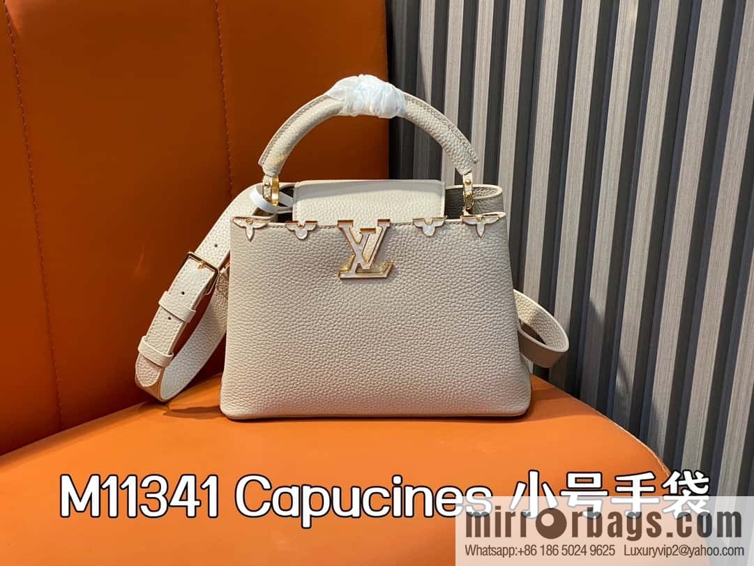 [Boutique‑grade] M11341 gray flower crown, full leather cap that English series Capucines small handbag Flower Crown handbag