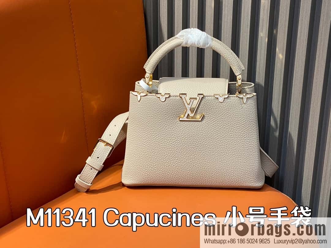 [Boutique‑grade] M11341 gray flower crown, full leather cap that English series Capucines small handbag Flower Crown handbag