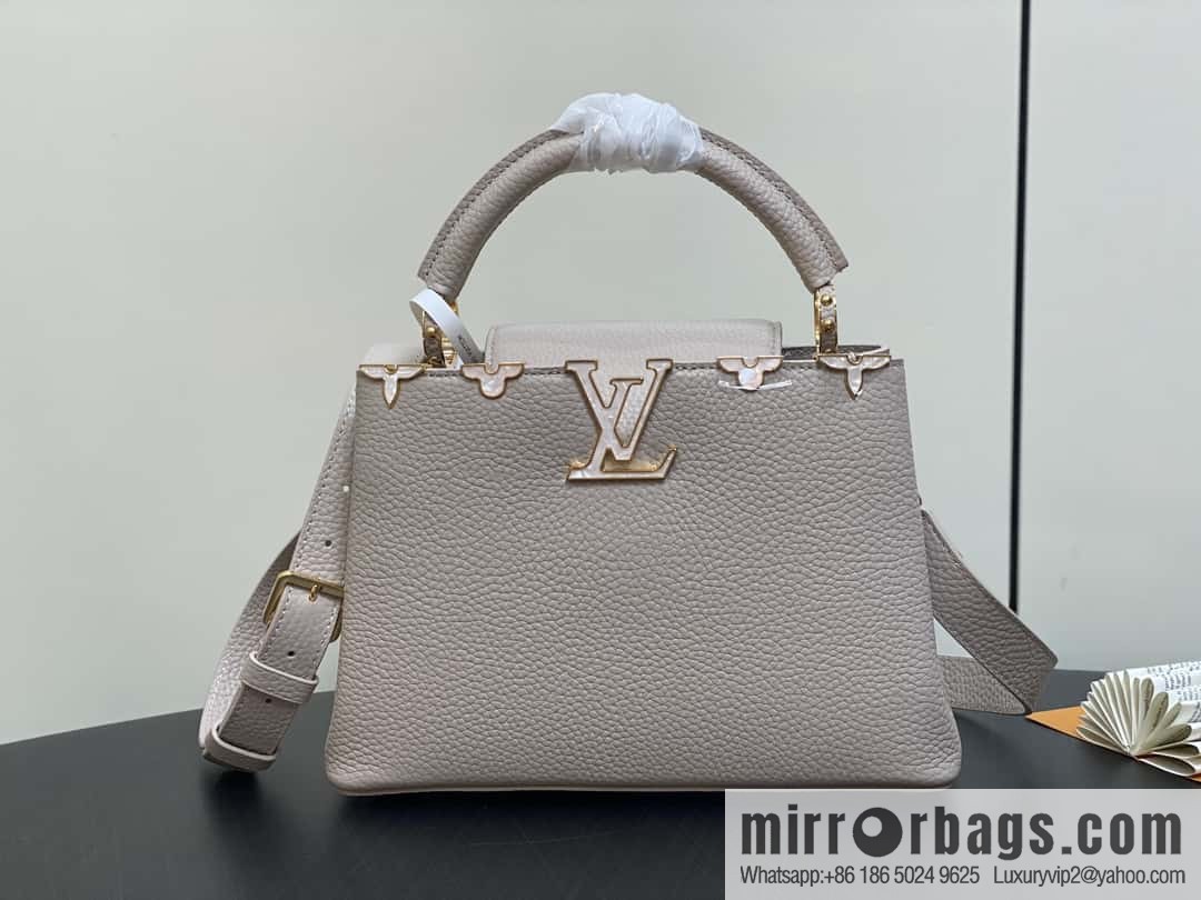 [Boutique‑grade] M11341 gray flower crown, full leather cap that English series Capucines small handbag Flower Crown handbag