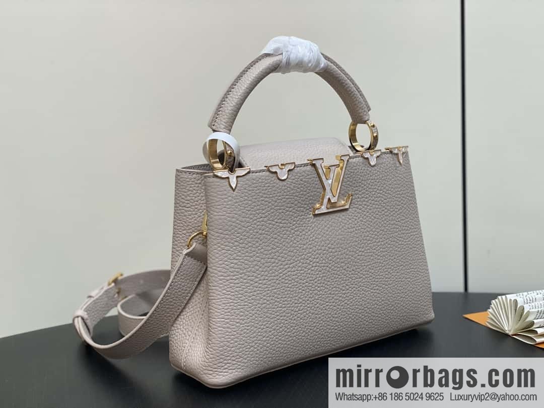 [Boutique‑grade] M11341 gray flower crown, full leather cap that English series Capucines small handbag Flower Crown handbag