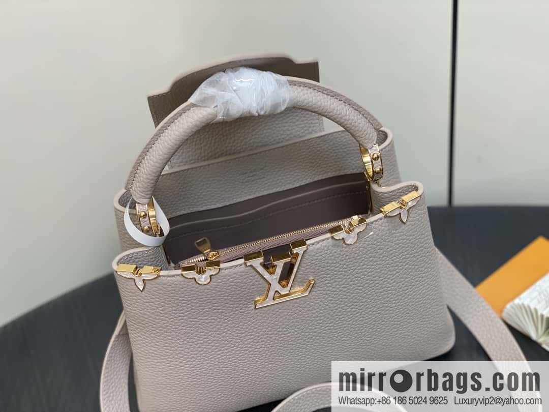 [Boutique‑grade] M11341 gray flower crown, full leather cap that English series Capucines small handbag Flower Crown handbag