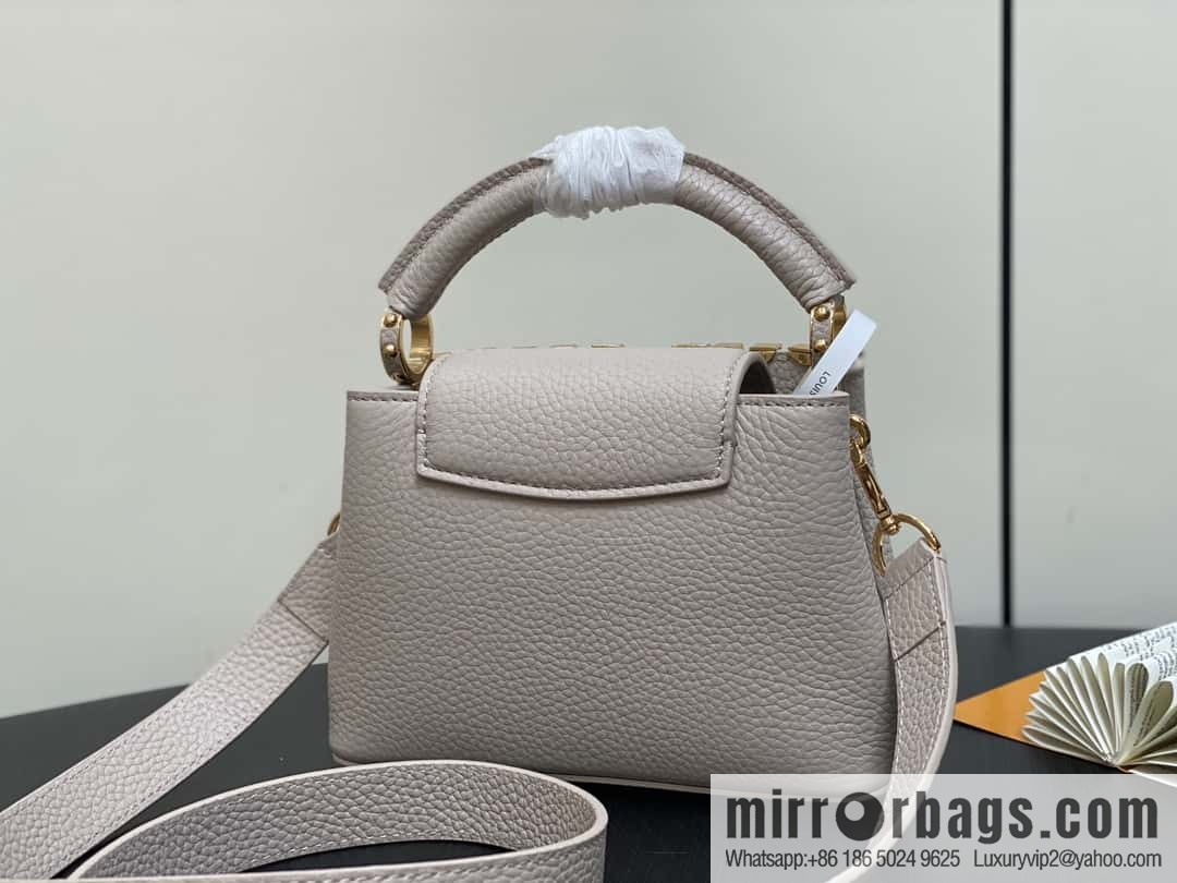 [Boutique‑grade] M11341 gray flower crown, full leather cap, that English series Capucines mini handbag